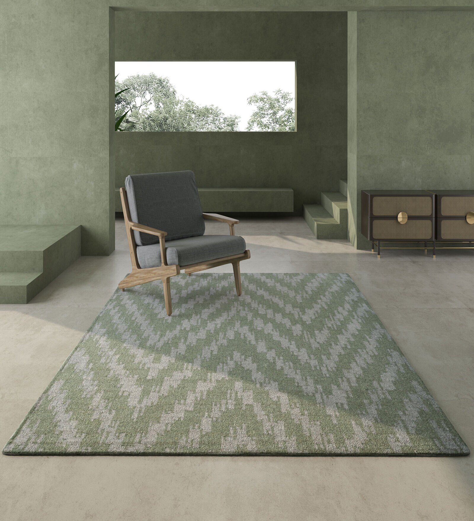 Grey Moroccan and Tribal Wool and Viscose 6'6 ft X 9'10 ft Flat Weaves