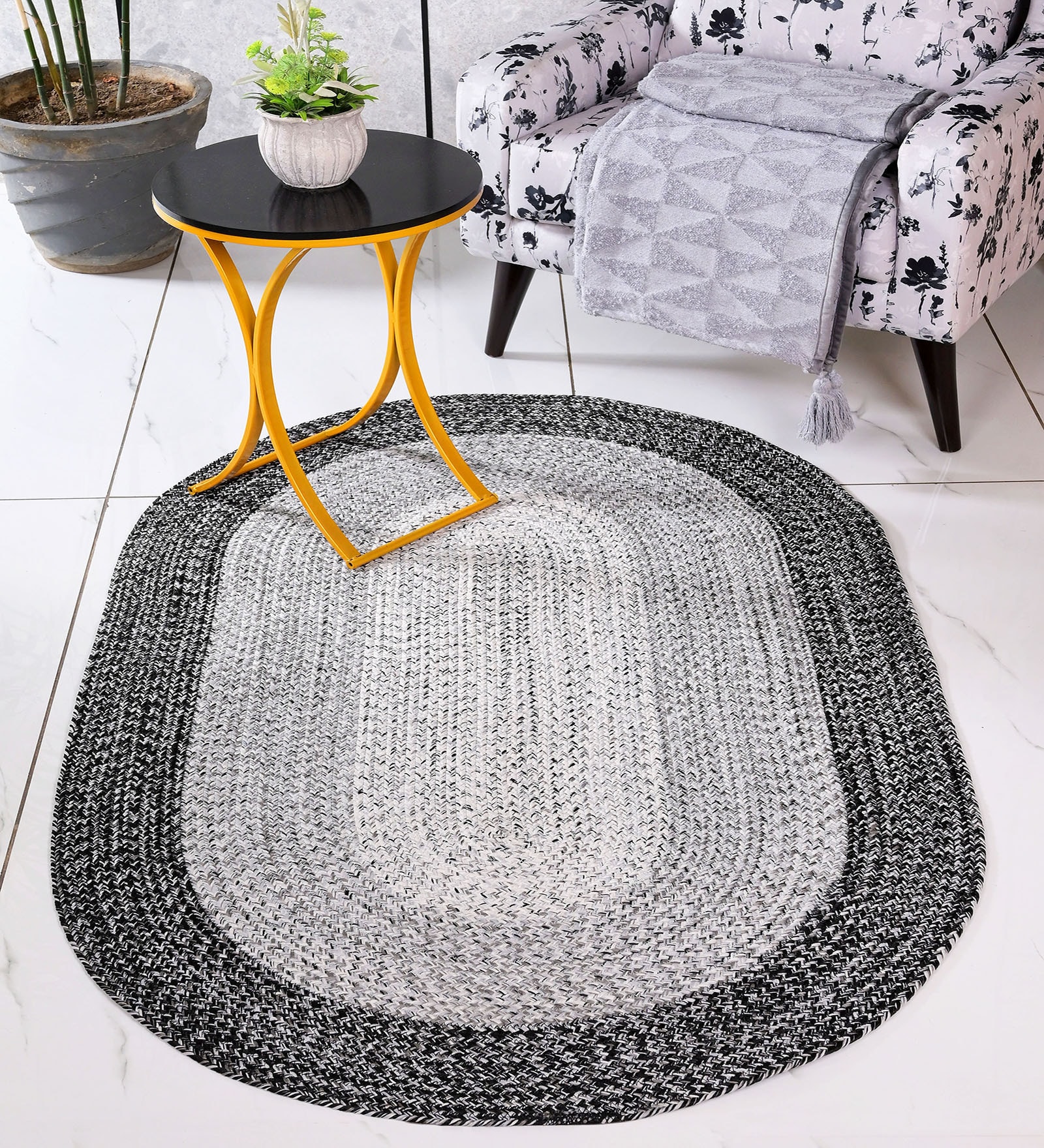 Grey Oic Robust Oval Braided Heavy 3X5 Ft Carpet