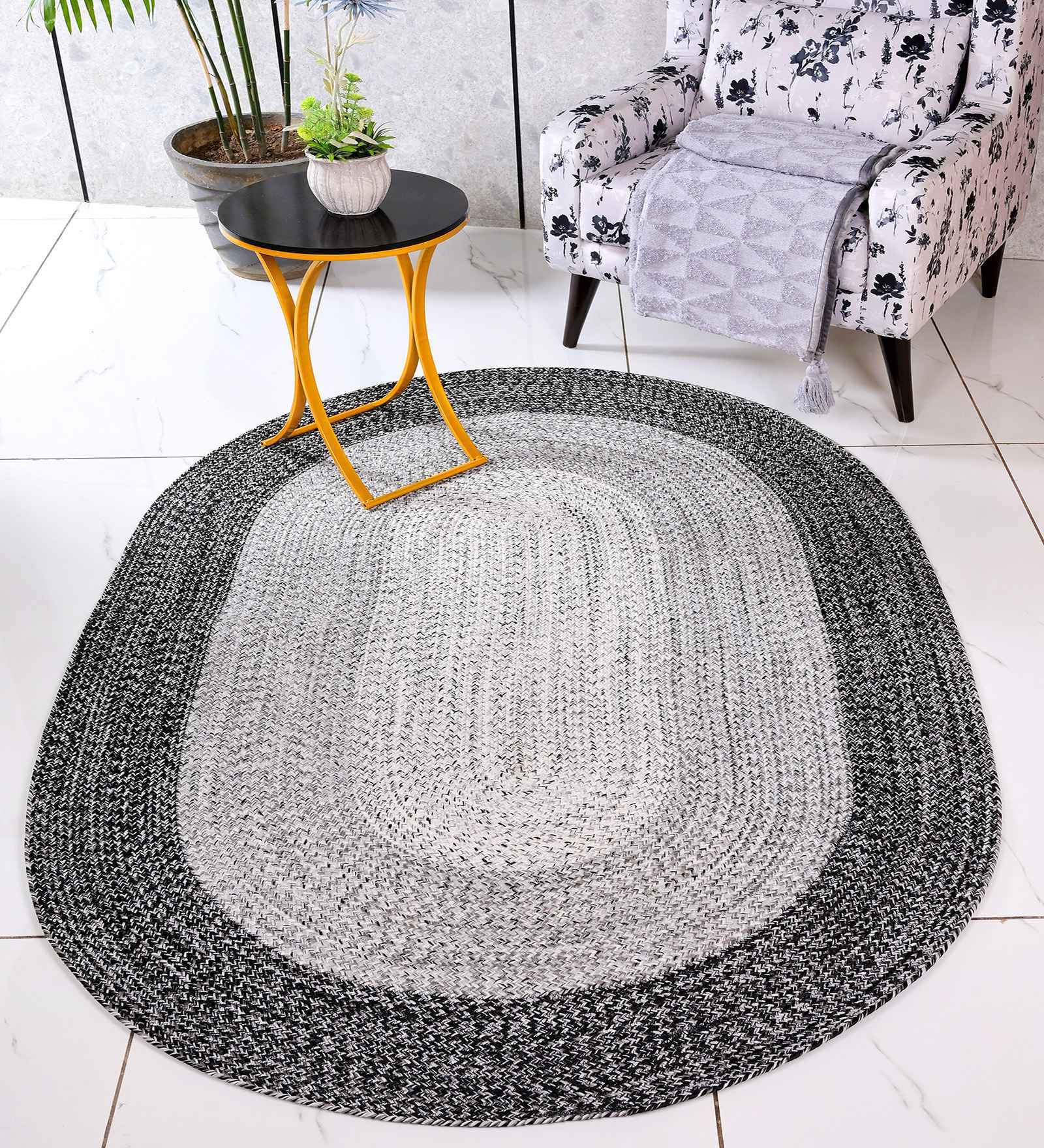 Grey Oic Robust Oval Braided Heavy 4X6 Ft Carpet
