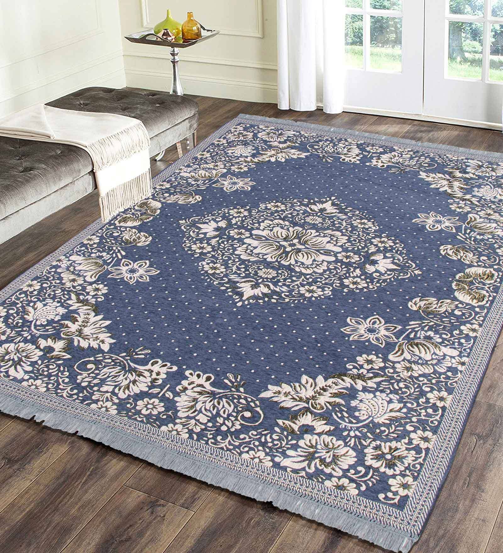 Grey Chenille Vintage 4 x 6 Feet Machine Made Carpet