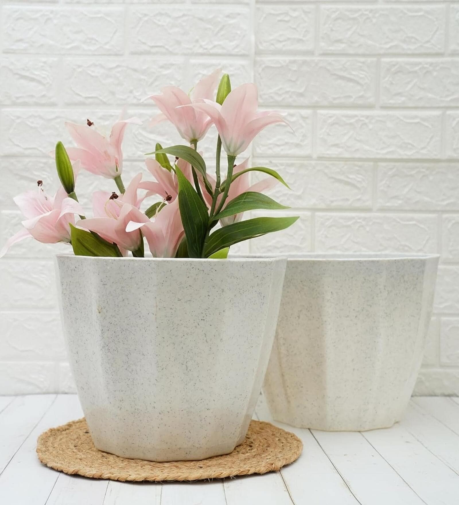 Grey Plastic (Set of 2) Desk Pots