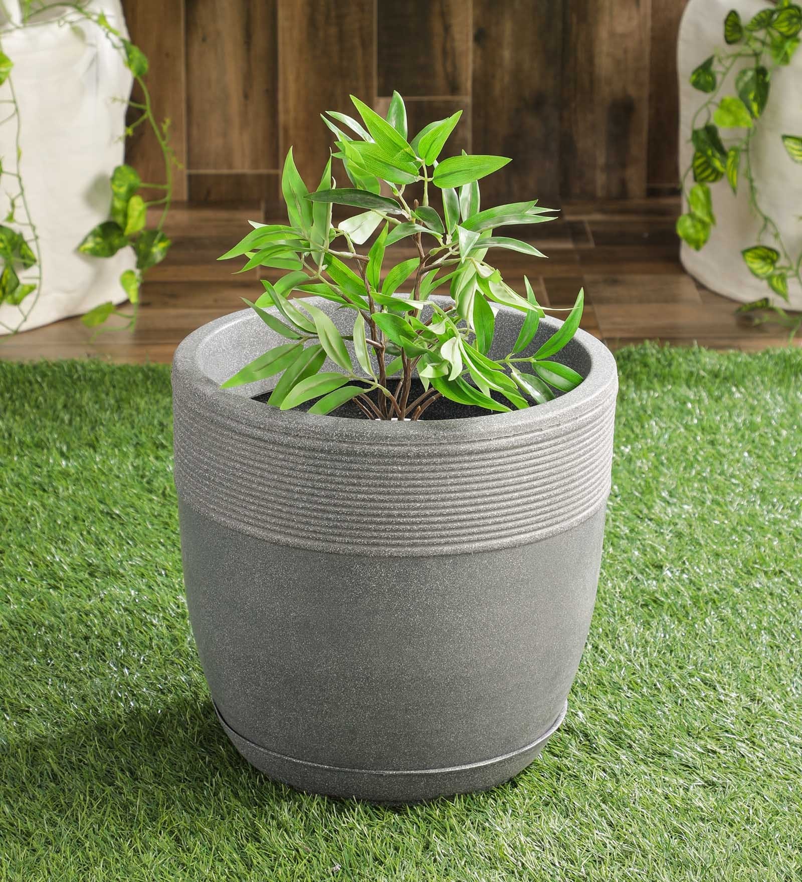 Buy Grey Plastic Garden Essential 12 Inch Round Cool Marble Finish