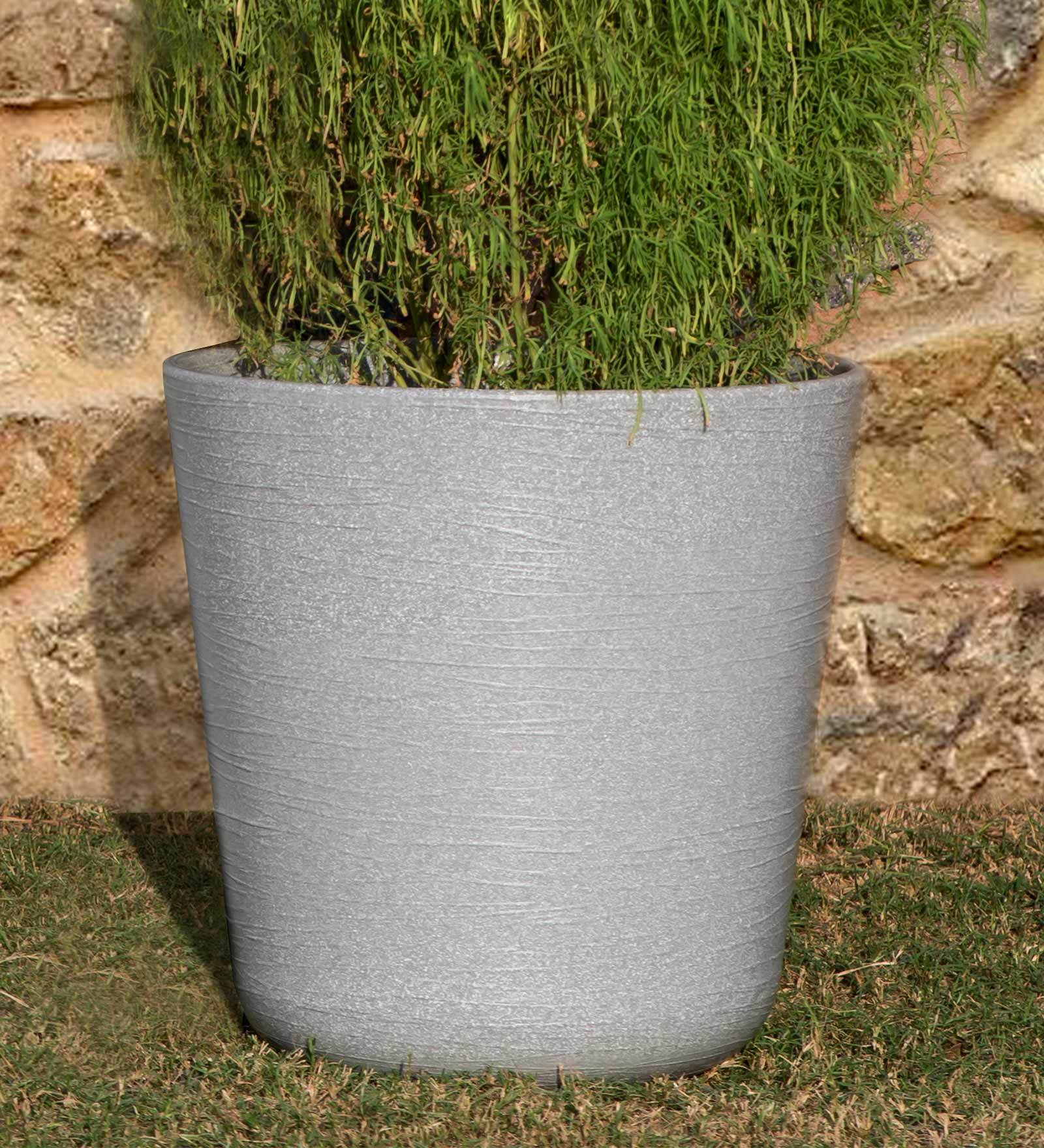 Buy Grey Plastic Round Planter by Sereno Bello Online - Floor Planters ...