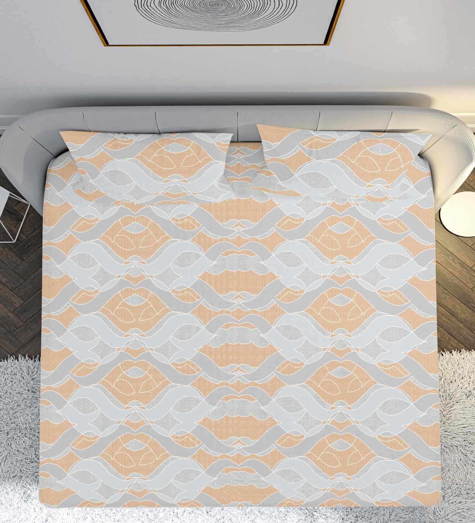 Grey Polycotton 1 Super King Bedsheet with 2 Pillow Covers