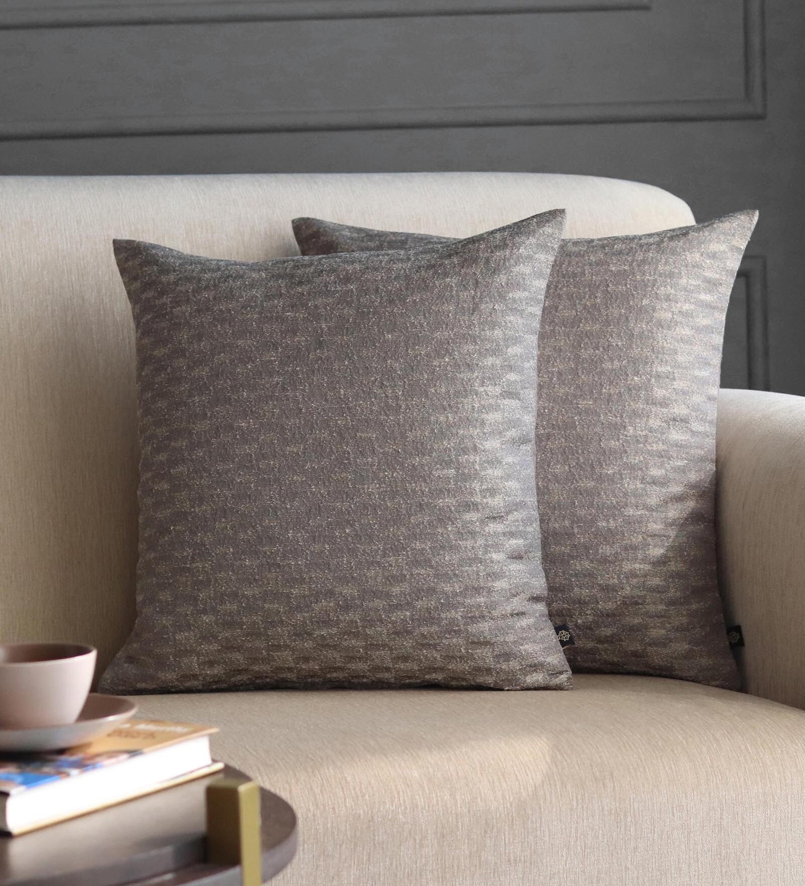 Grey - Khun Weave Cotton Cushion Cover (16 x 16 in)