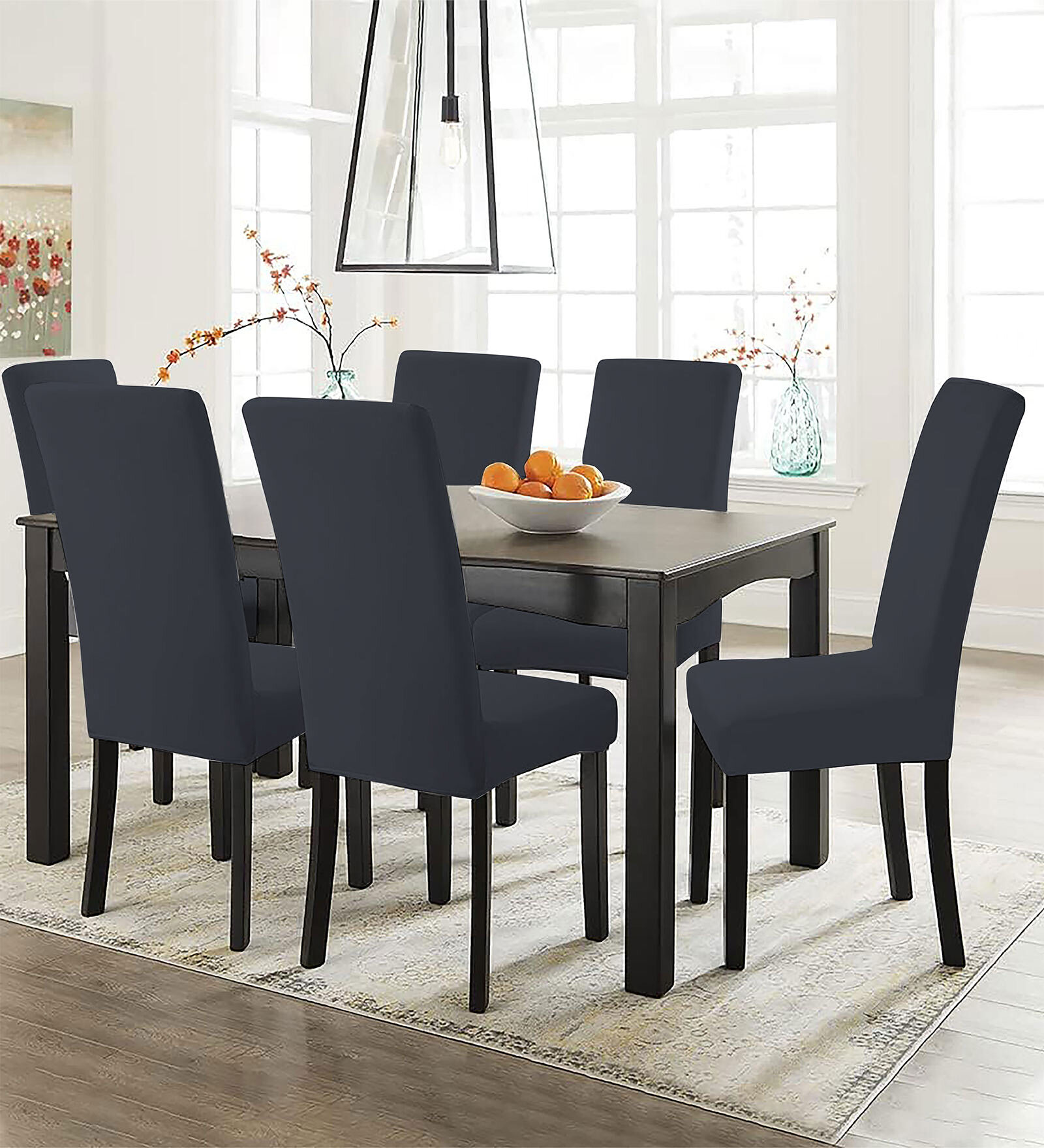 Grey Polycotton Solid 14x18 Inches Chair Covers (Pack of 6)