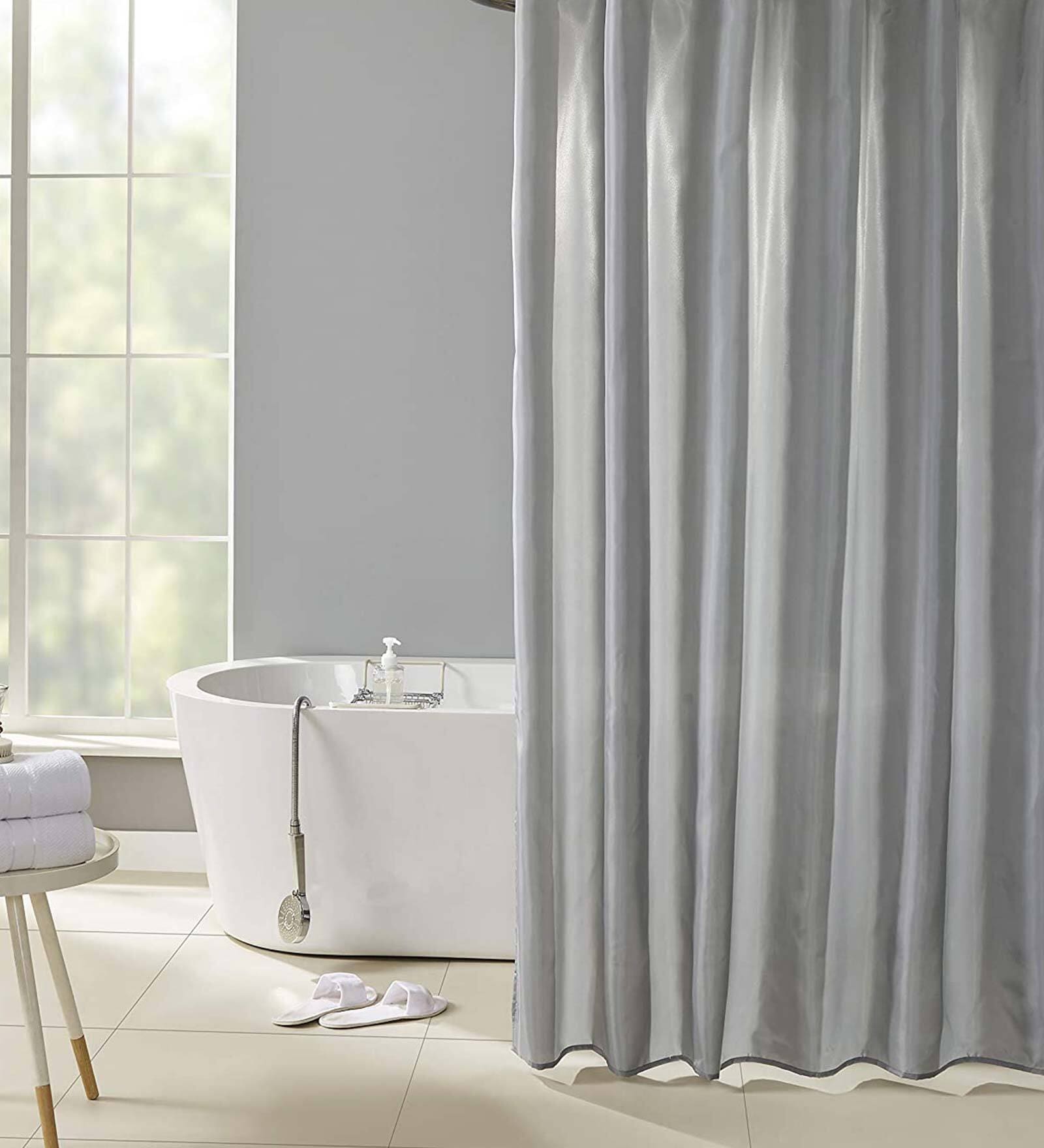 Buy Grey Shower Polyester 6 Ft Semisheer Eyelet Shower Curtain by