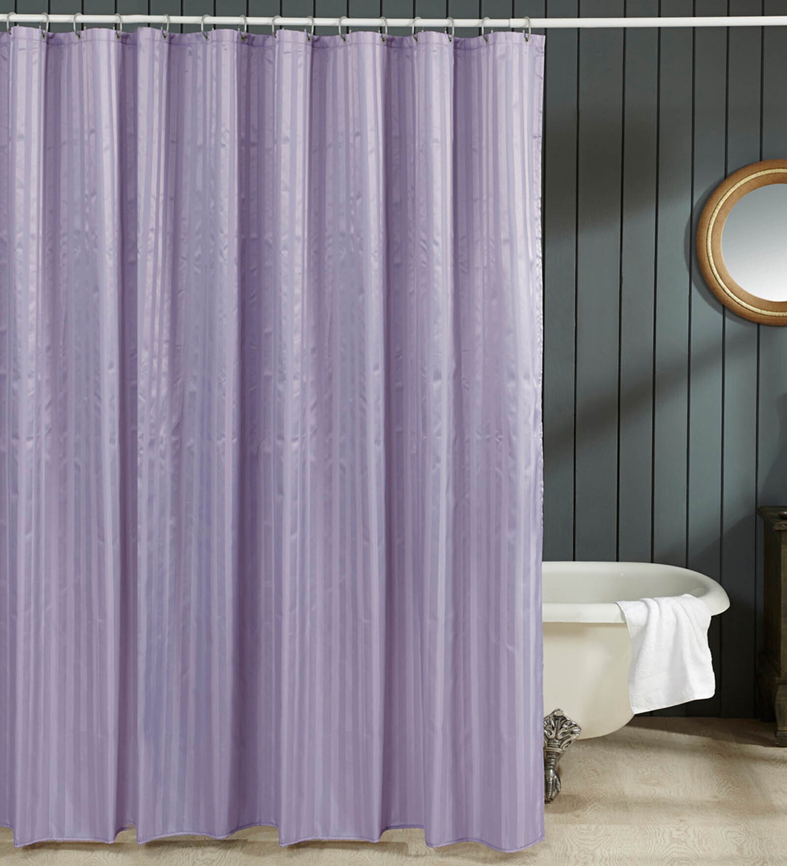 Grey Shower Polyester 6 Ft Blackout Eyelet Shower Curtain