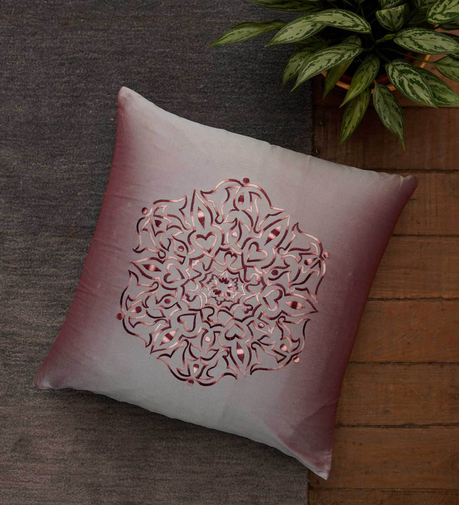 Grey Traditional Polyester Blend 16 x 16 Inches Cushion Cover