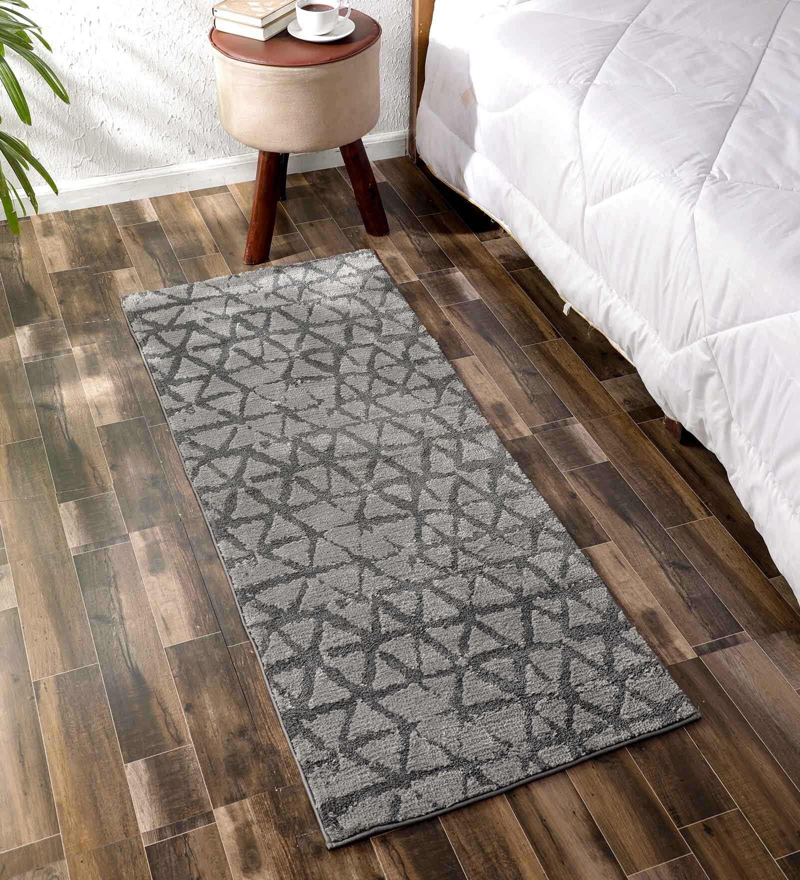Buy Grey Polyester Shaggy 60x24 Inches Bed Side Runners at 3% OFF by ...