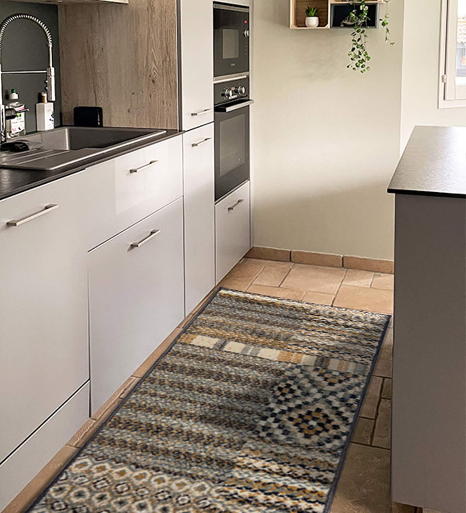 Grey Polyester Oriental 55 x 22 Inches Runner