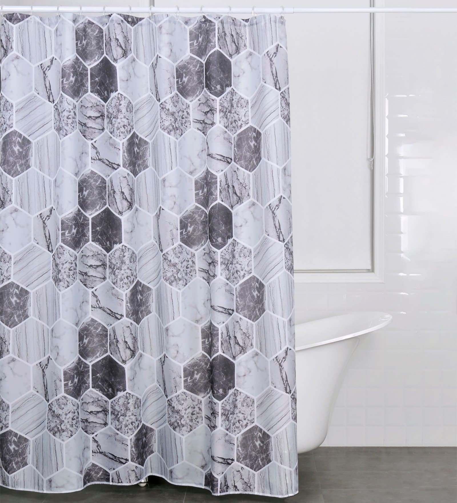 Grey Polyester Shower Curtain