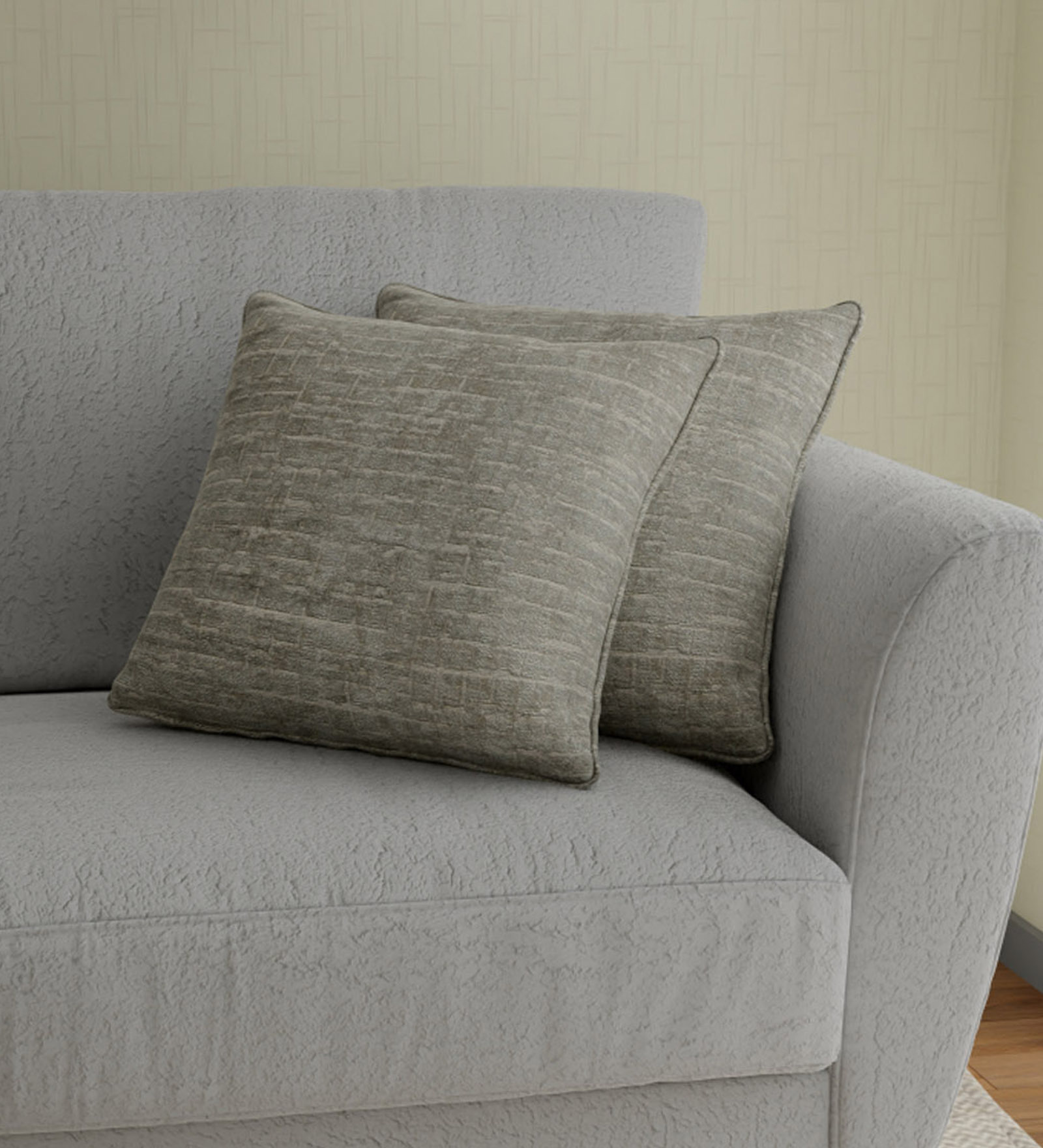 Grey Textured Polyester 16 x 16 Inch Cushion Covers (Set of 2)