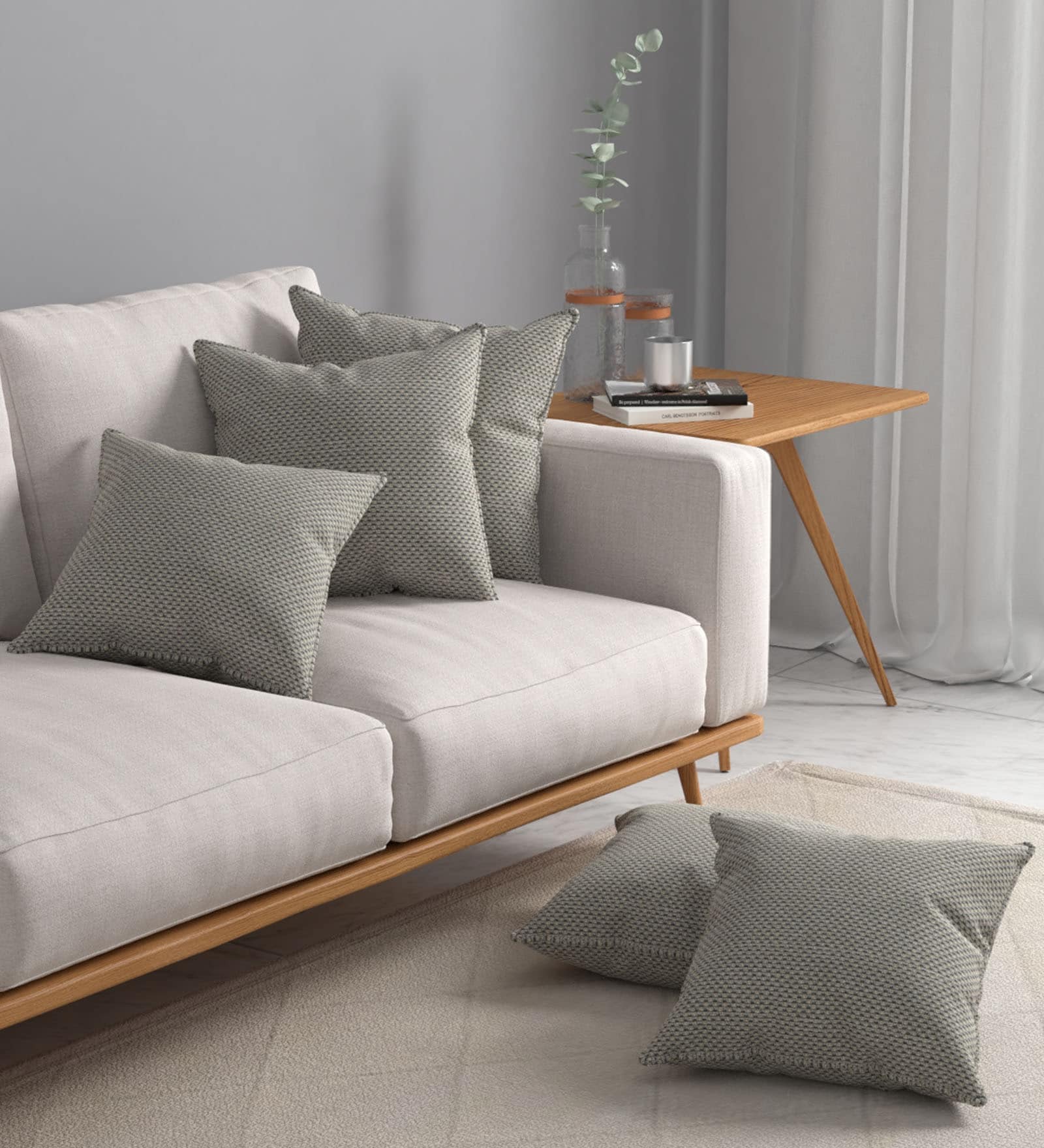 Grey Textured Polyester 16 x 16 Inch Cushion Covers (Set of 5)