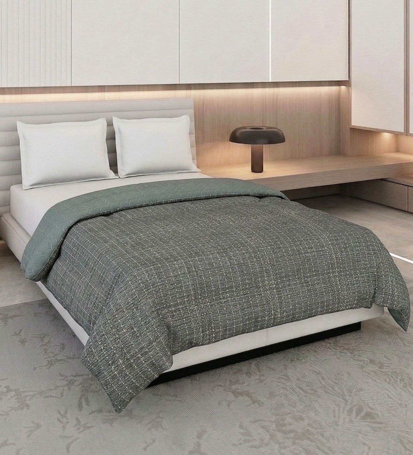 Grey Polyester Solid 200 GSM Double Bed Comforter