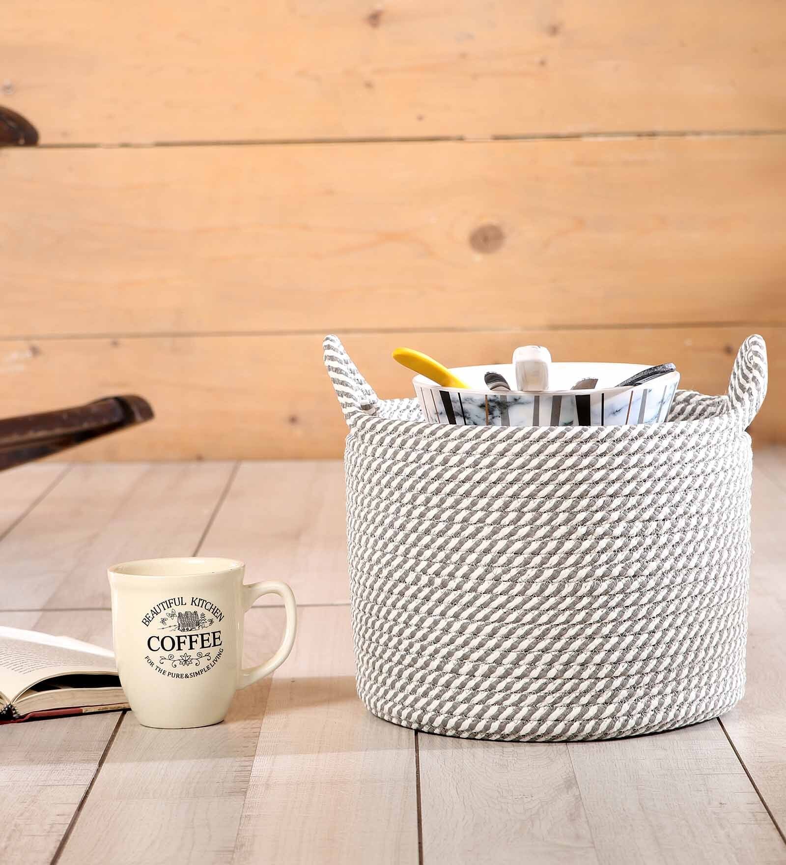 Grey Polypropylene 52 Ltr (1Pc) Storage Basket