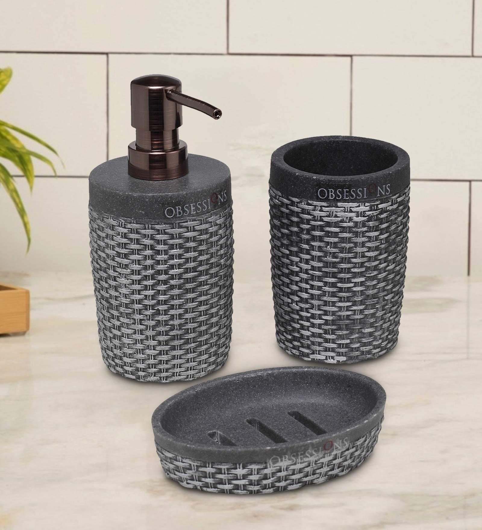 Buy Grey Polyresin Bathroom Accessories Set by Obsessions Online Bath