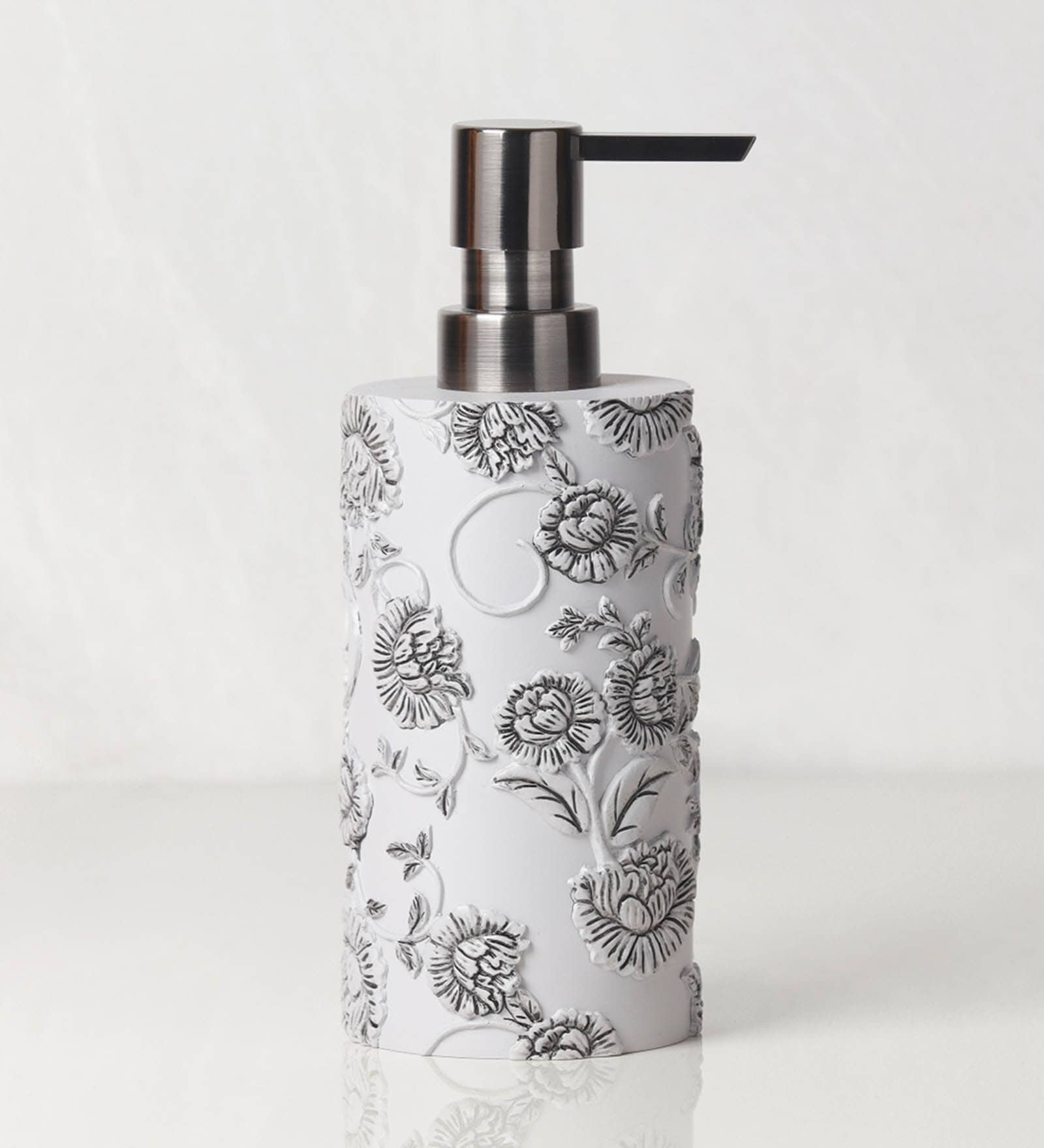 Polyresin White And Grey Soap Dispenser 360 ml