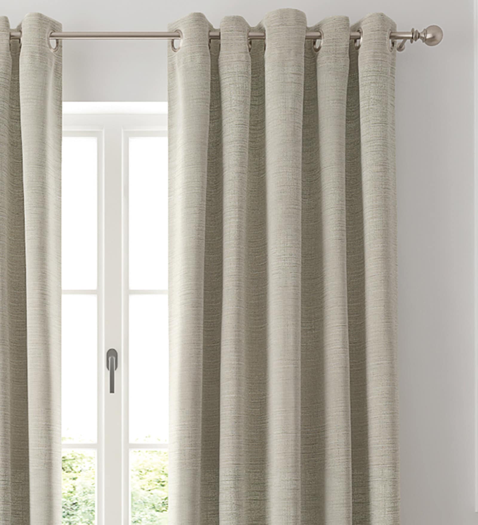 Grey Solid Polyester 7 Ft Blackout Eyelet Door Curtains (Set of 2)