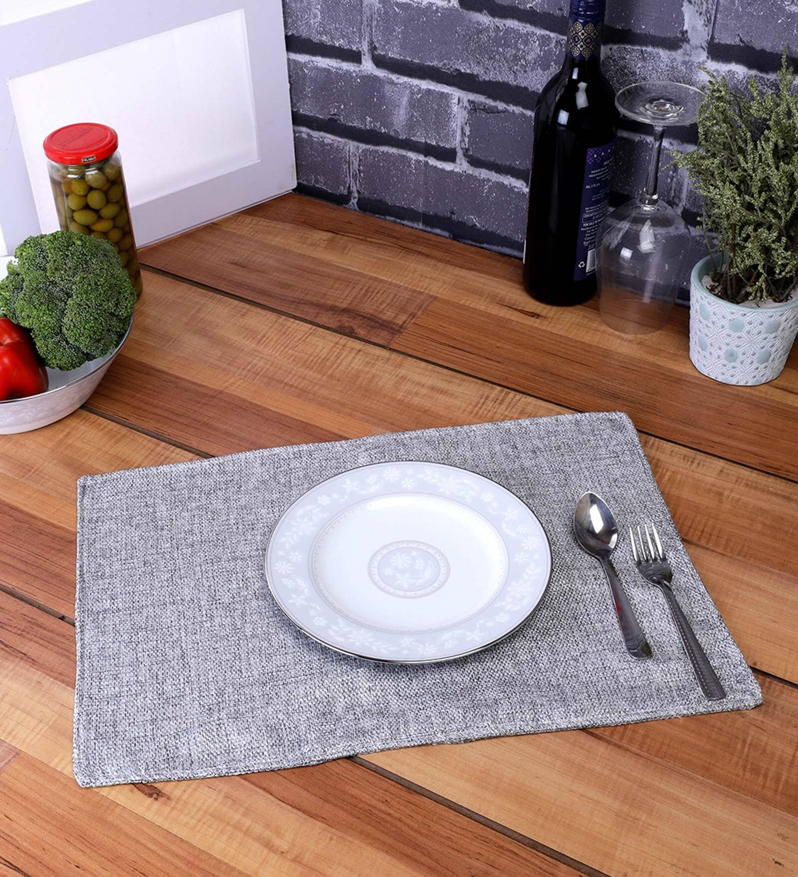 Premium (12x18) Grey Jute (Set of 6) Placemat