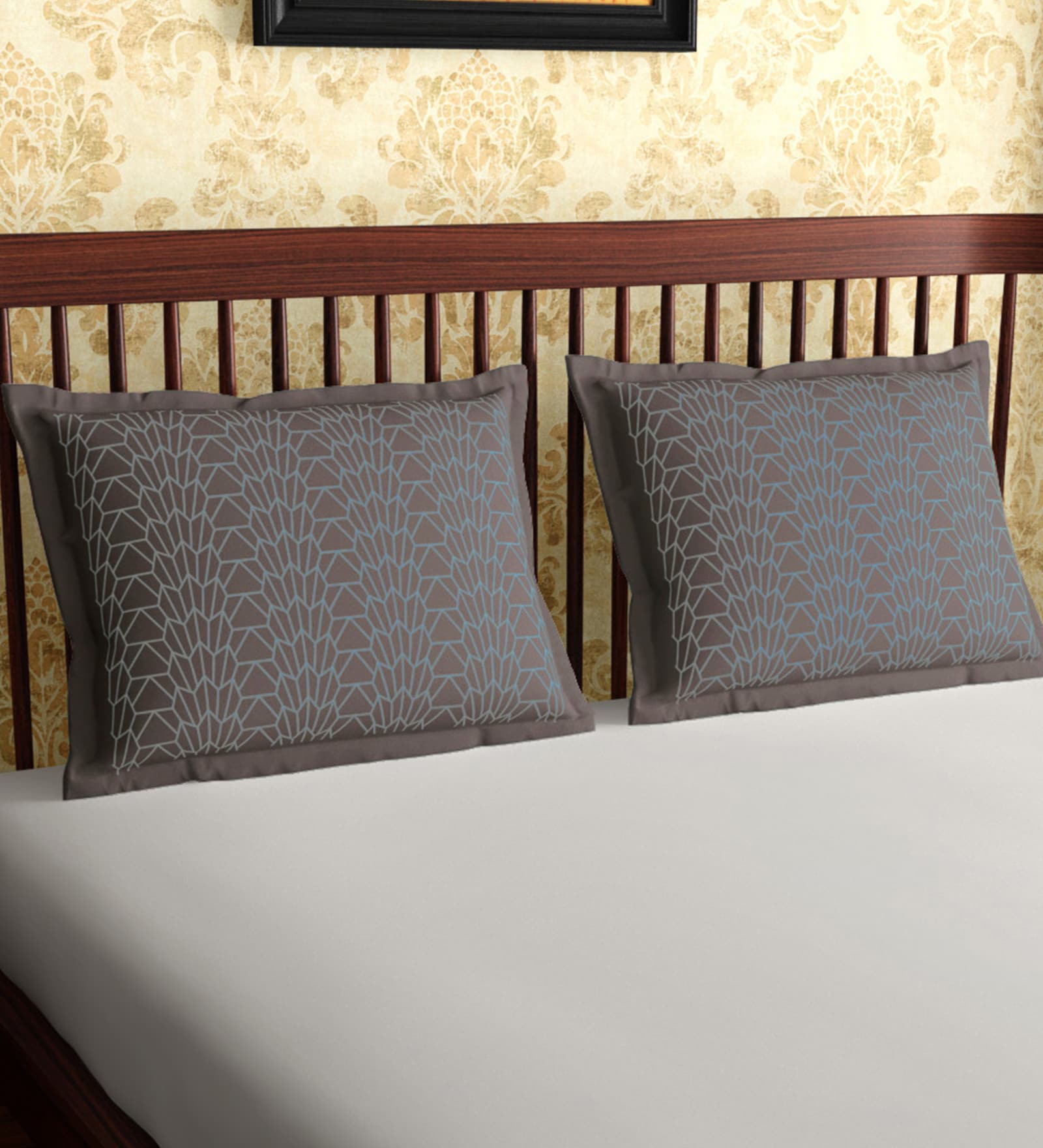 Grey Abstract 300TC Cotton 27 x 18 Inches Pillow Covers (Set of 2)