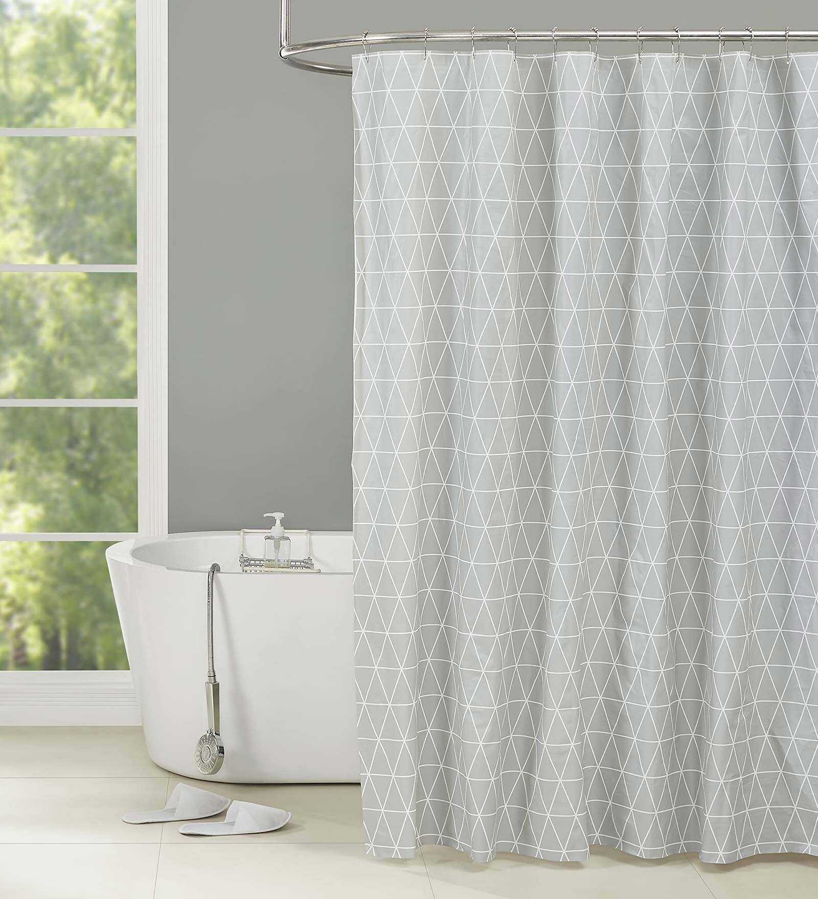 Buy Grey PVC Abstract 6ft Semisheer Rod Pocket Shower Curtain by
