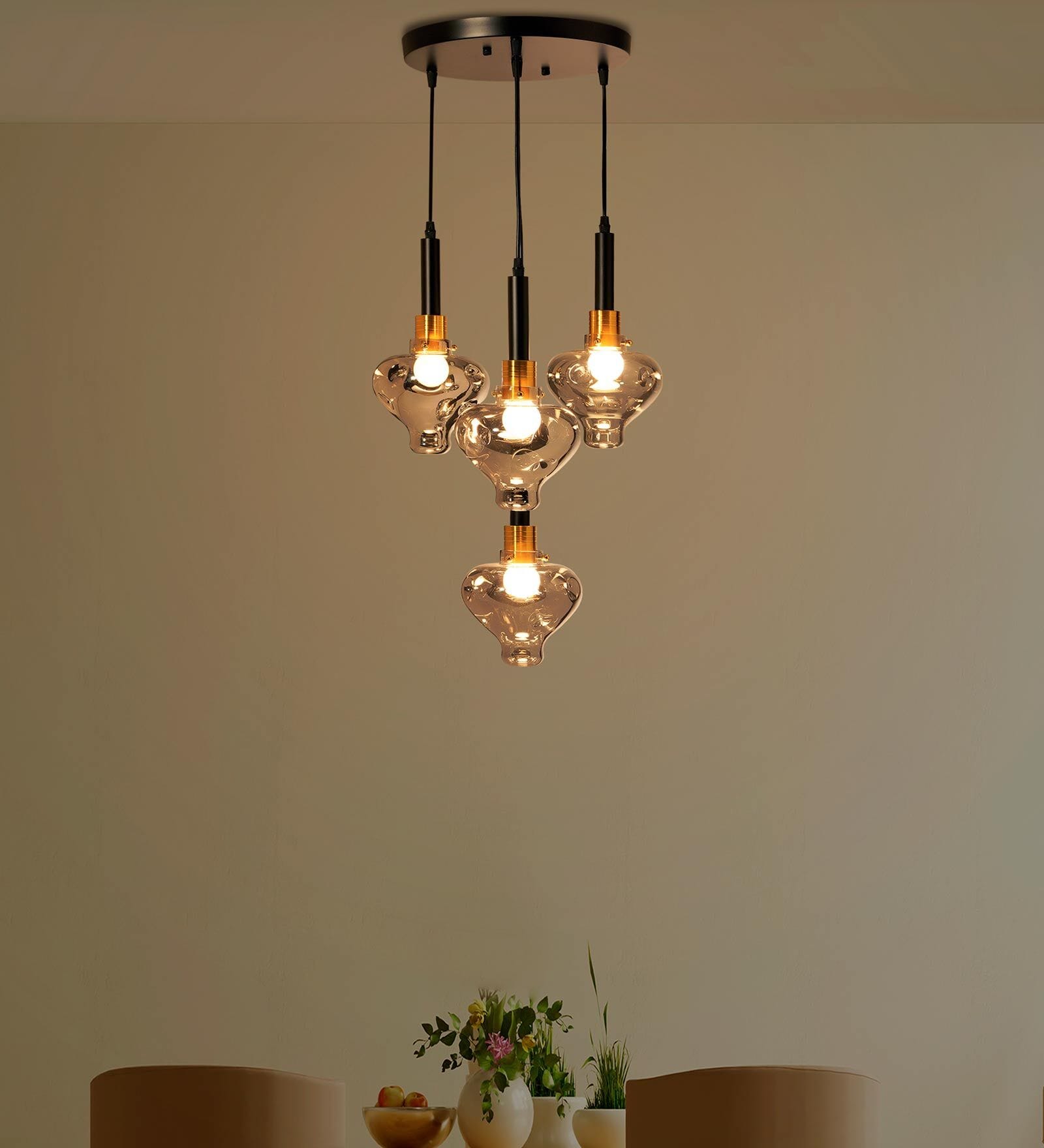 Healy Grey Metal and Glass Cluster Hanging Light