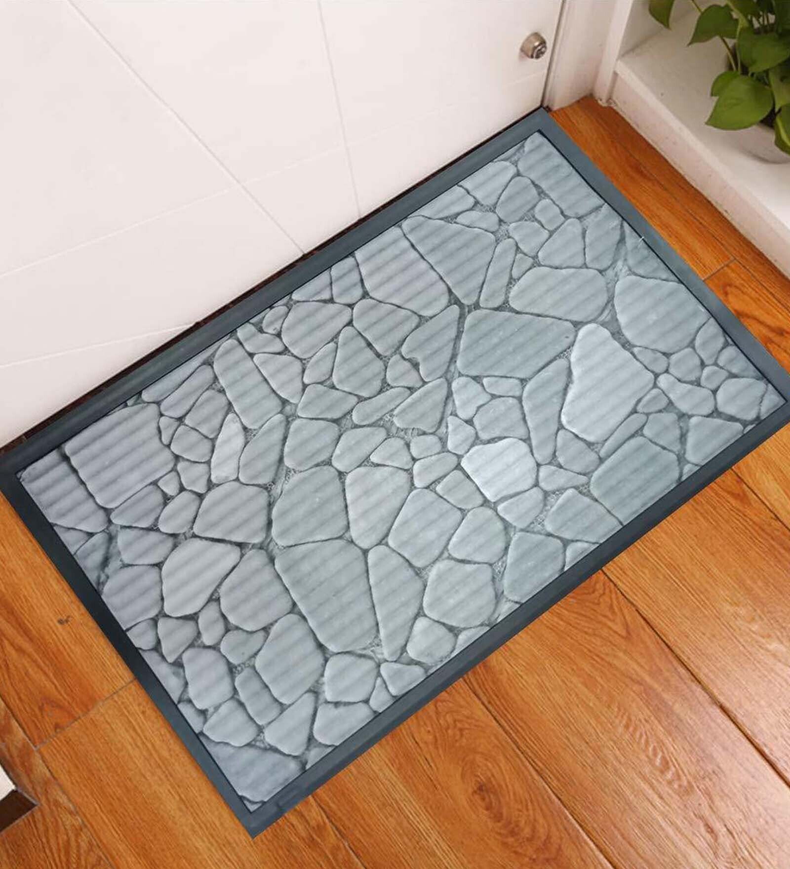 Buy Grey Rubber Abstract 3D Printed 15x23 inches Anti skid Doormat at ...