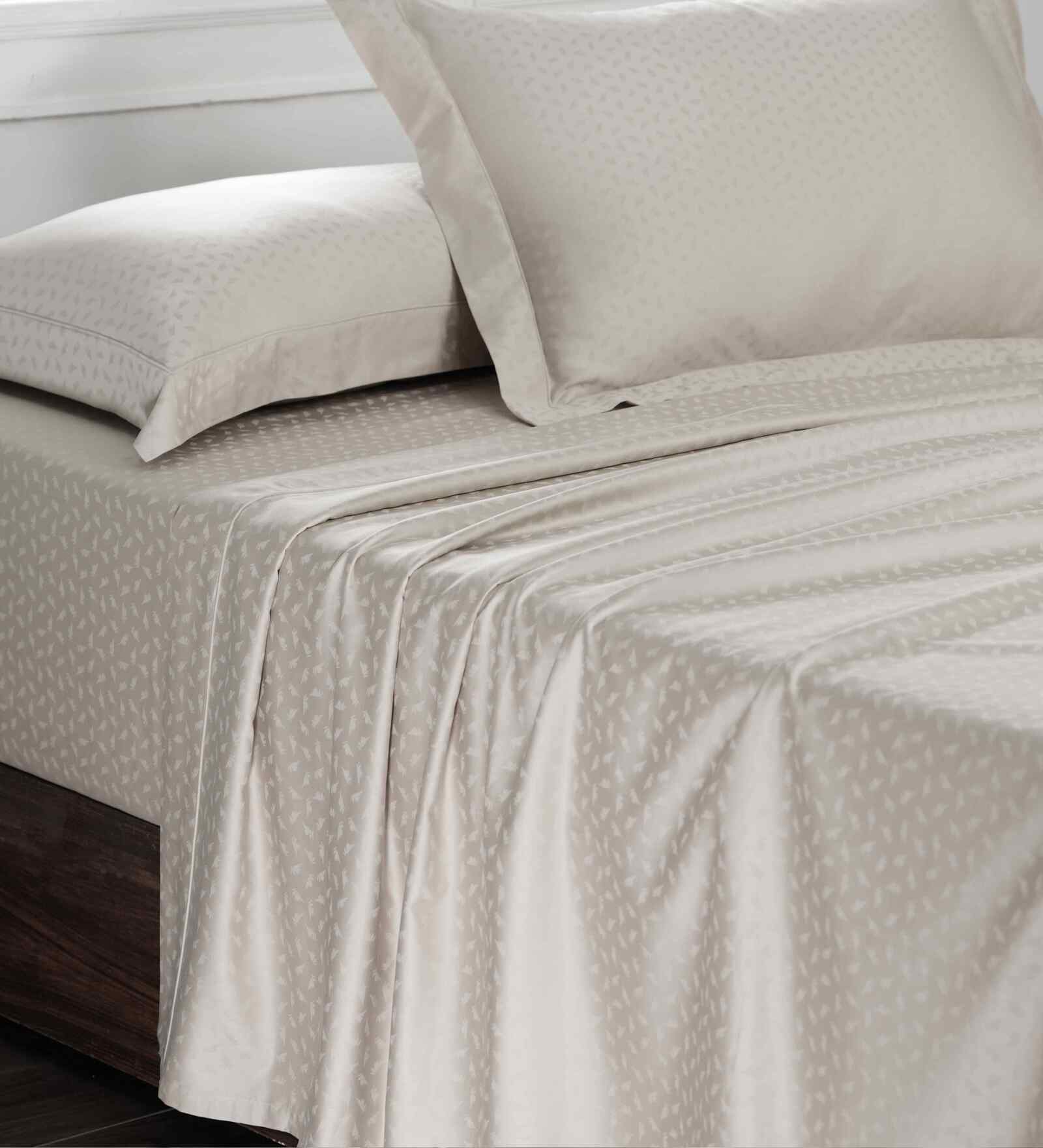 Grey Self Print 300 TC Cotton King Size Bed Sheet with 2 Pillow Covers 23 Collection