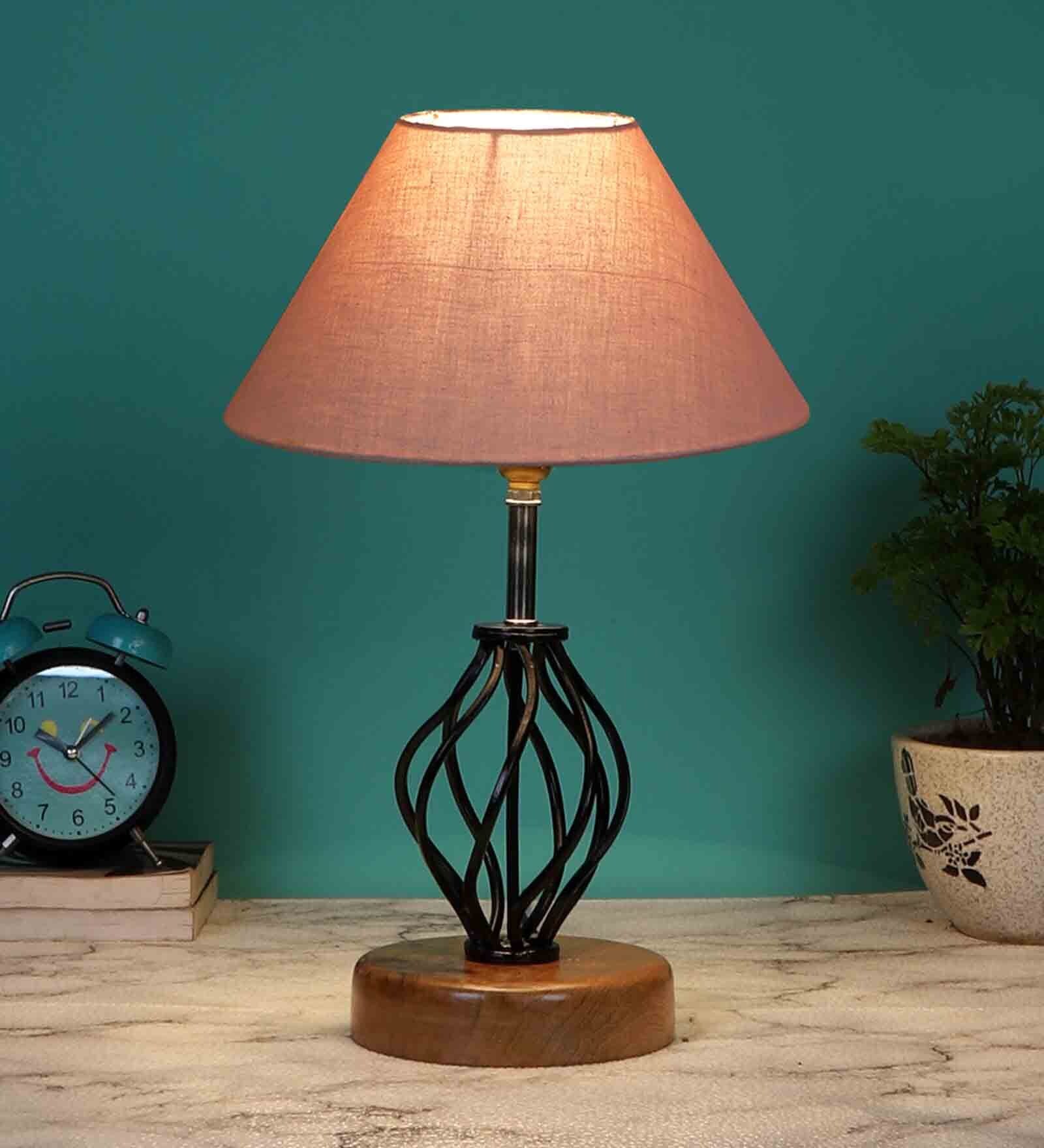 Grey Shade Table Lamp With Shade Table Lamp With Wood & Iron Base
