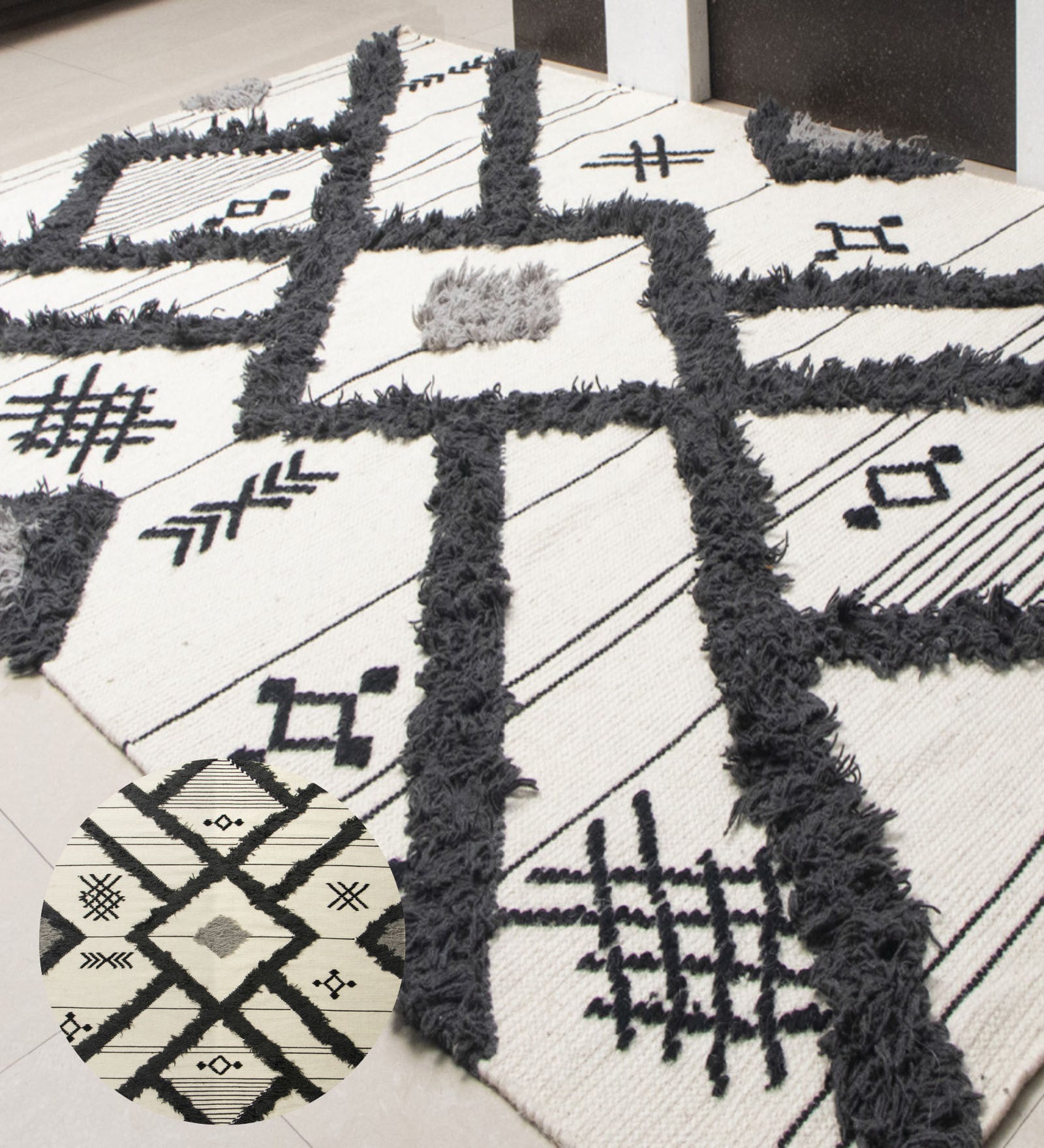 Grey Shag Wool Hand Woven Carpet