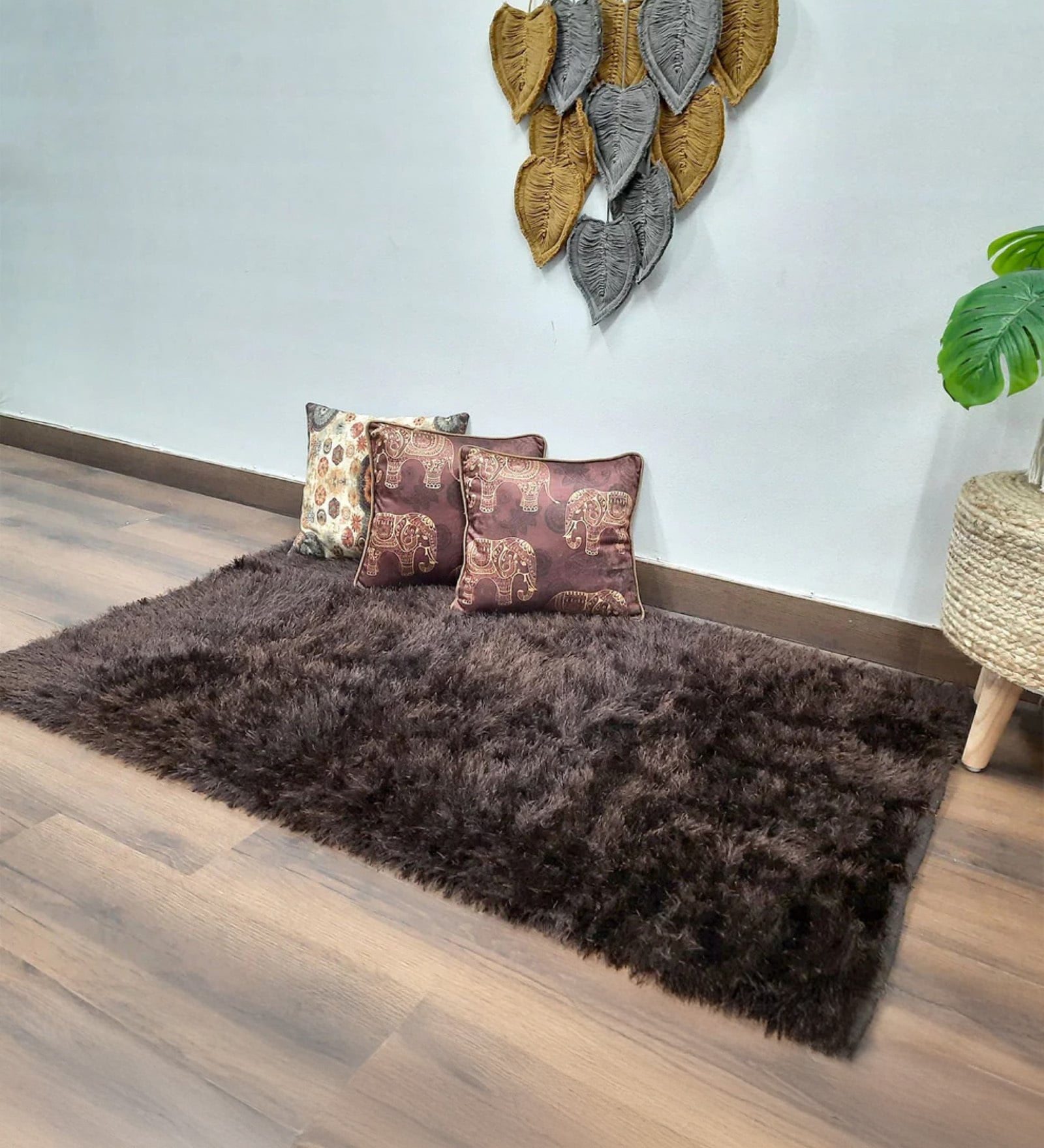 Brown Flurry Yarn Reversible 5x 3 Feet Carpet