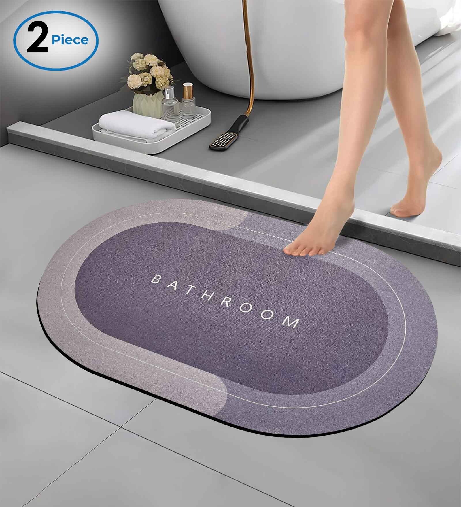 Grey Slogan Rubber 16x24 Inches AntiSkid Bath Mat