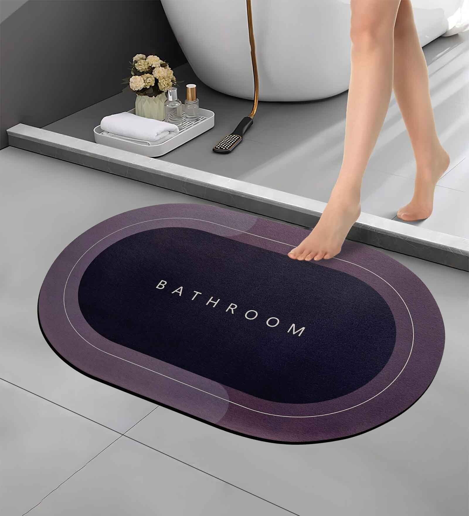 Grey Slogan Rubber 16x24 Inches AntiSkid Bath Mat