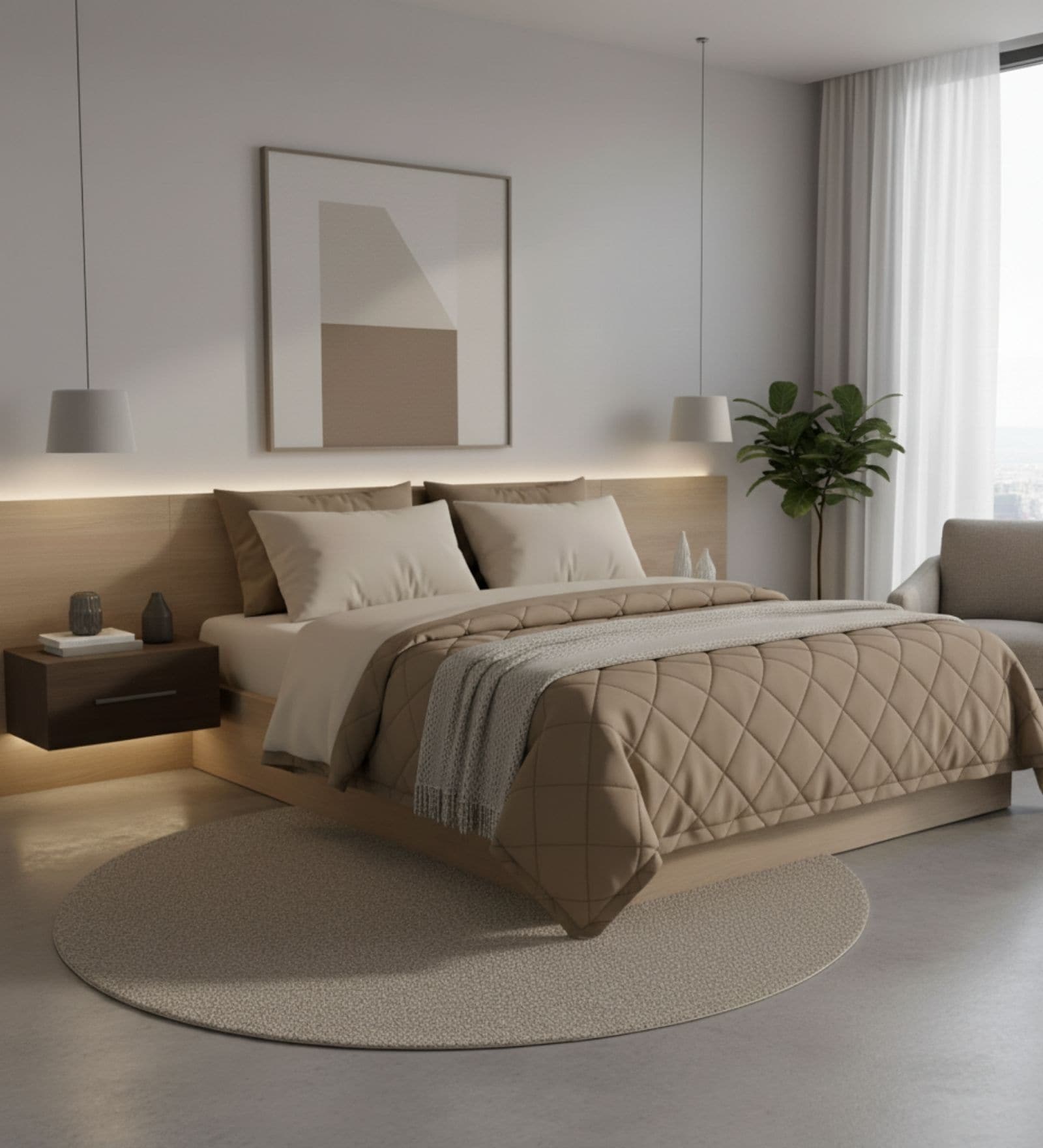 Grey Soft Fluffy Micro Solid Plain Heavy Winter Double 150GSM Reversible Comforter