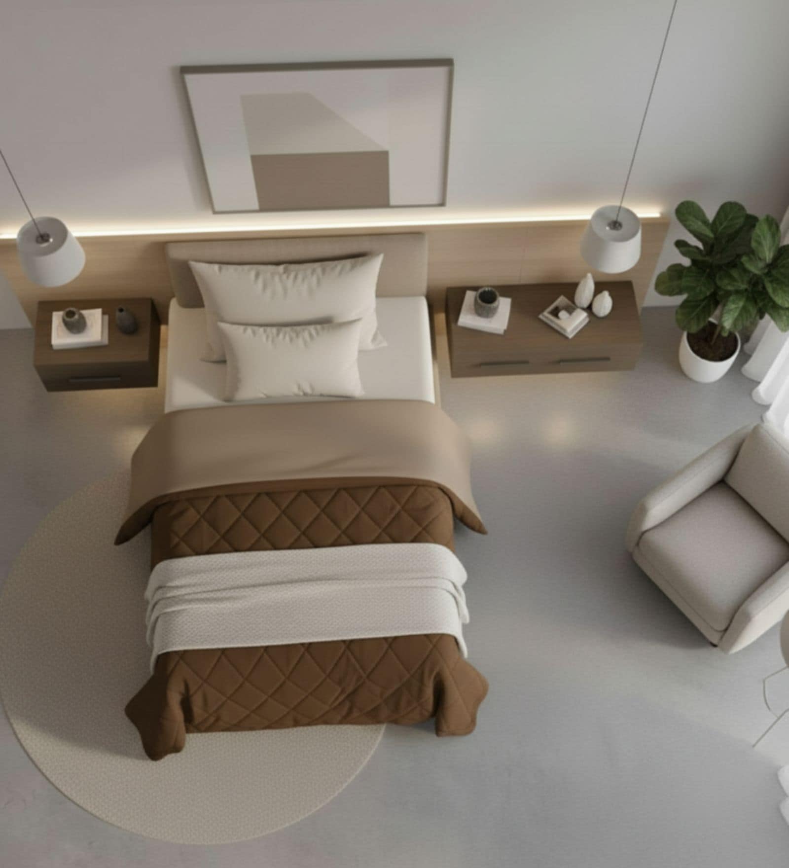 Brown Soft Fluffy Micro Solid Plain Heavy Winter Single 400GSM Reversible Comforter