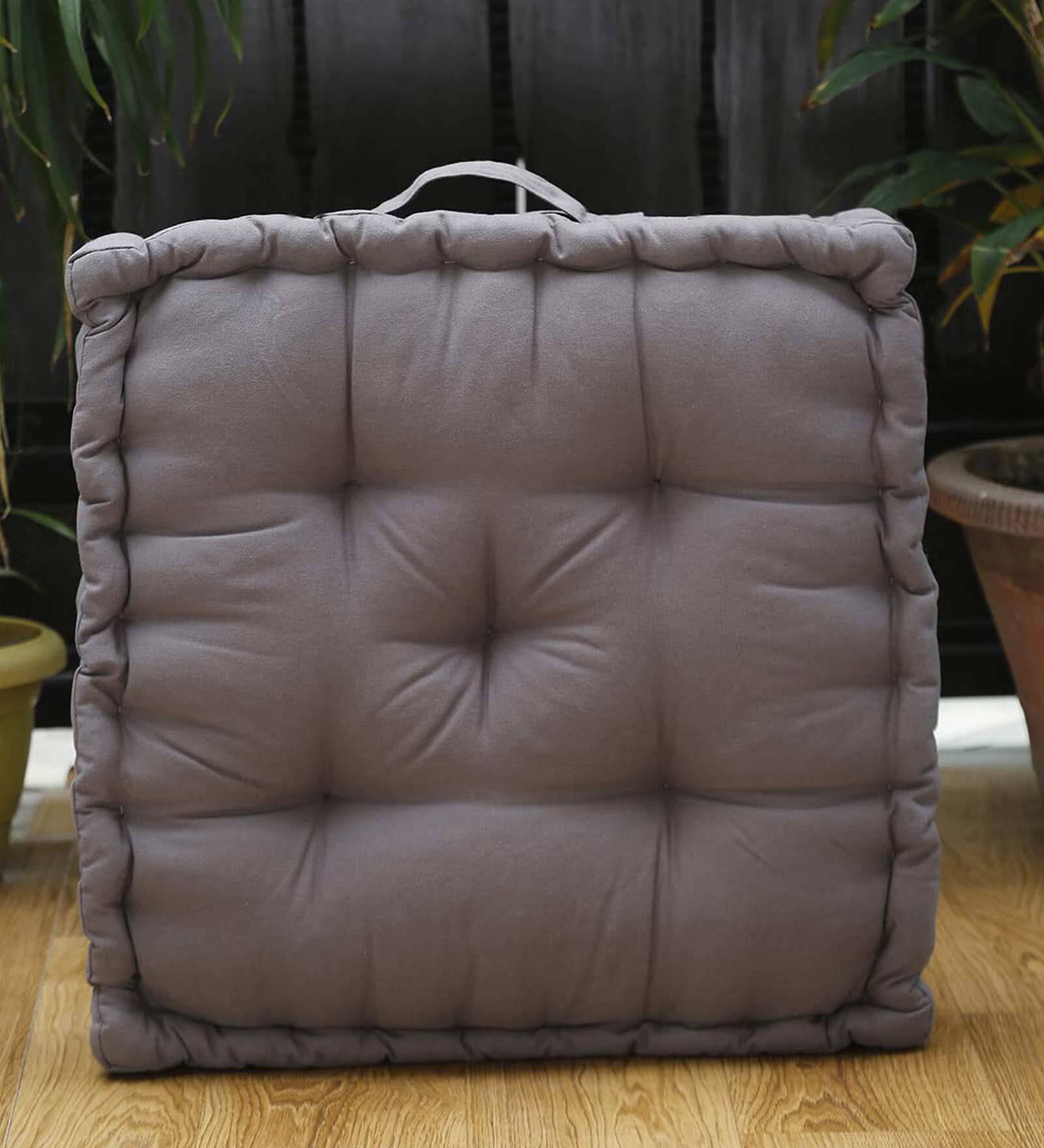 Buy Grey Solid Cotton 20x20 Inch Floor Cushion by BLANC9 at 35% OFF by ...