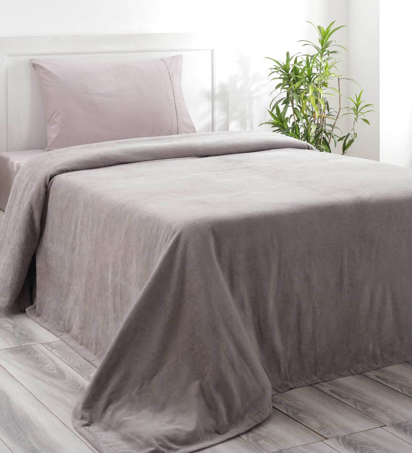 Grey Solid 110 TC Cotton Single Bed Cover