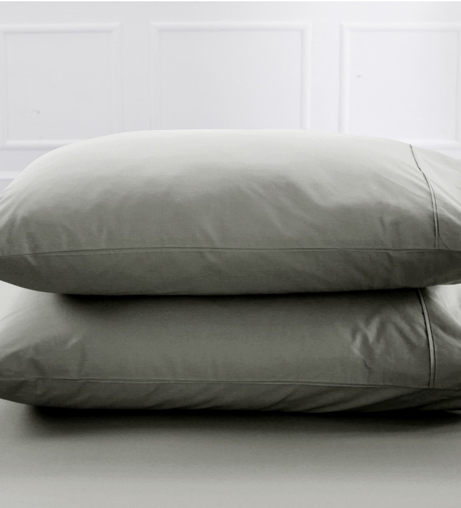 Grey Solid 200TC Cotton 20 x 30 Inches Pillow Covers (Set of 2)