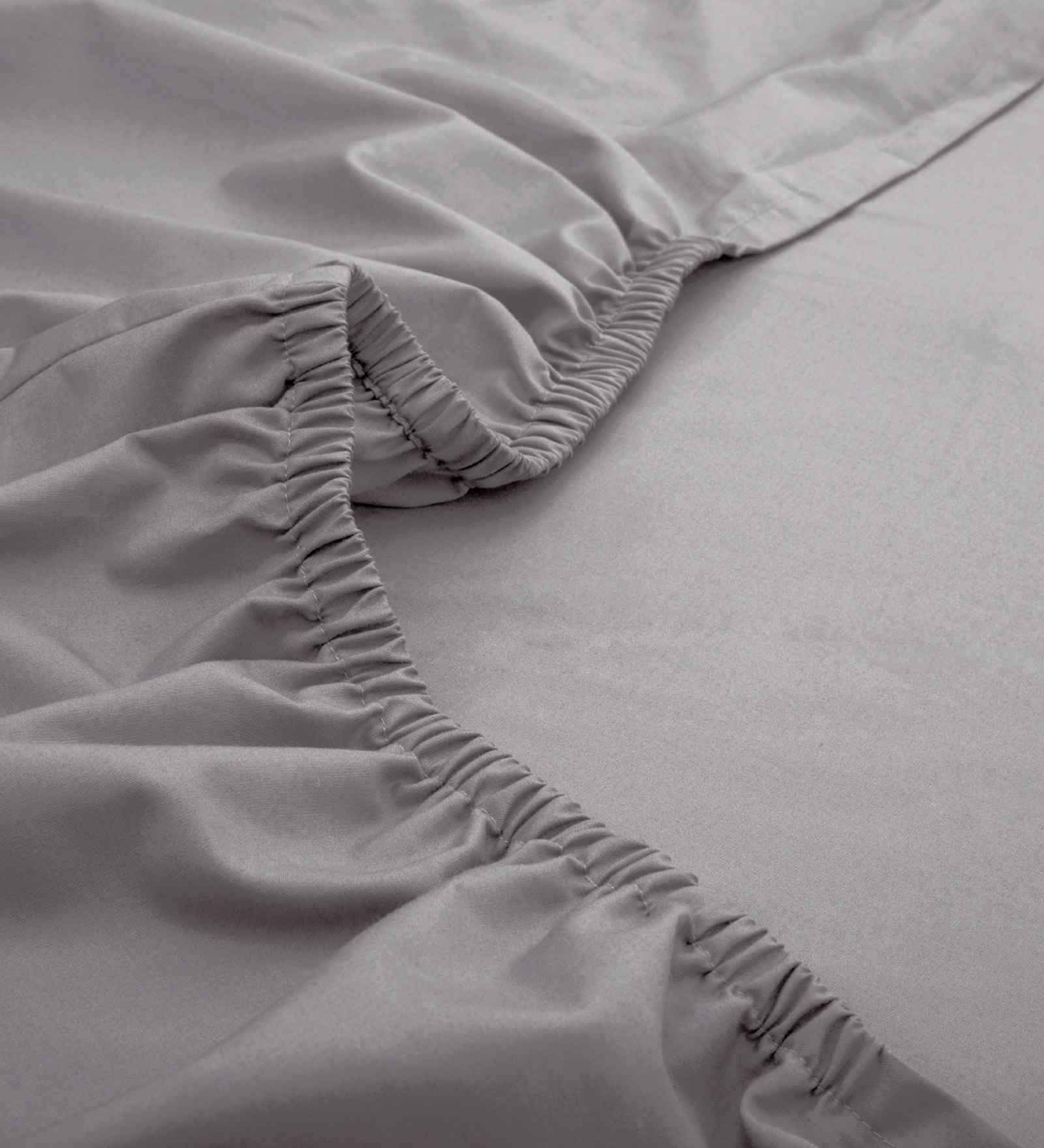 Grey Solid 200 TC Cotton Single Bed Fitted Sheet with 1 Pillow Cover 82 Collection