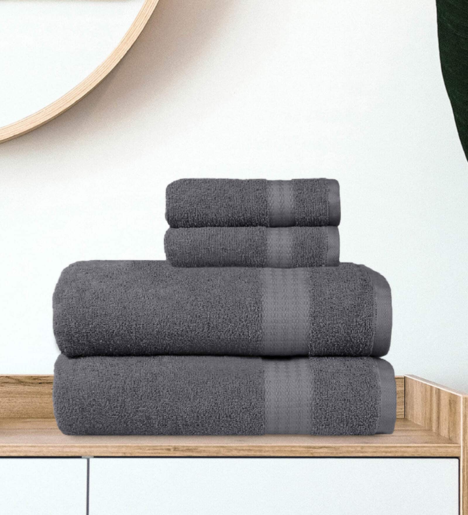 Premium 3-Piece Grey Cotton Towel Set for Men