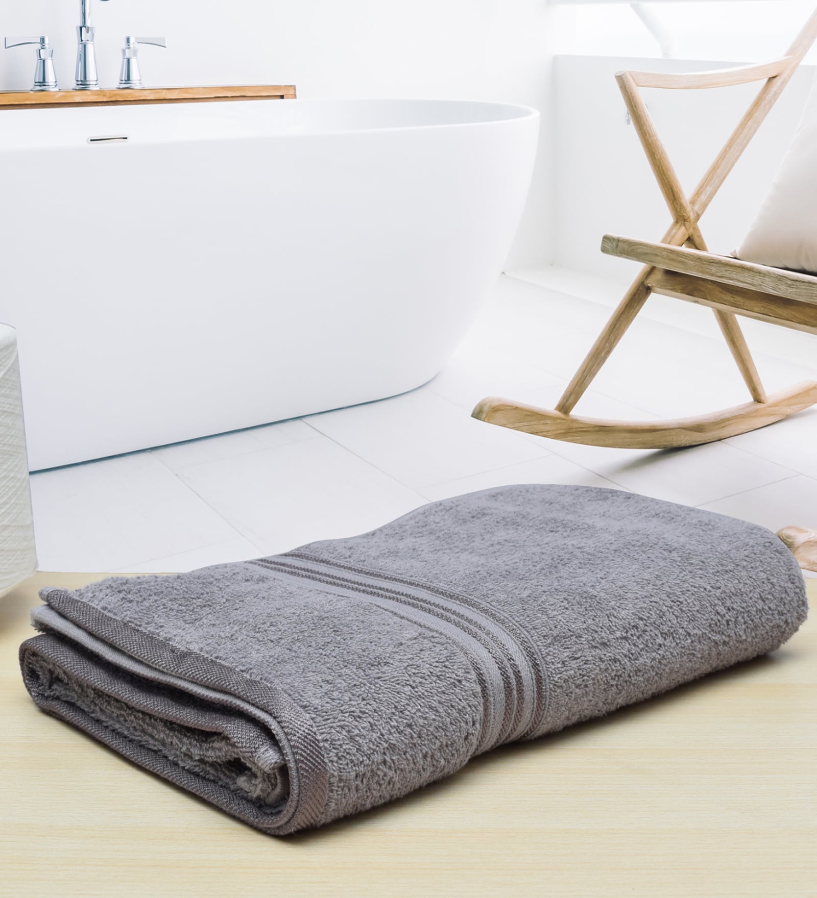 Grey Solid 500 GSM Cotton Bath Towel