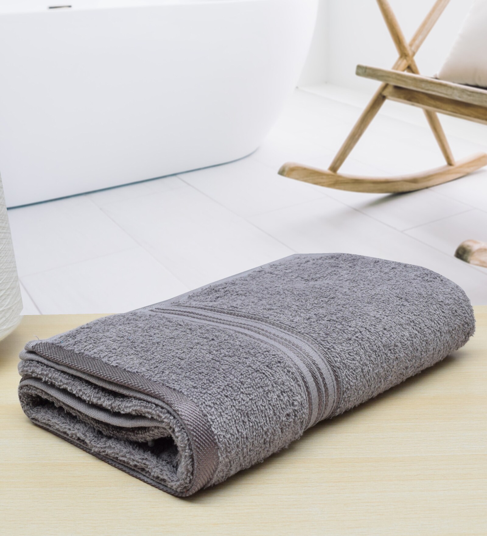 Grey Solid 500 GSM Cotton Bath Towel
