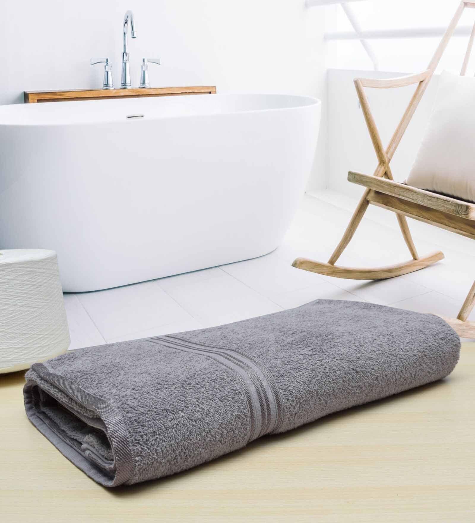 Grey Solid 500 GSM Cotton Bath Towel