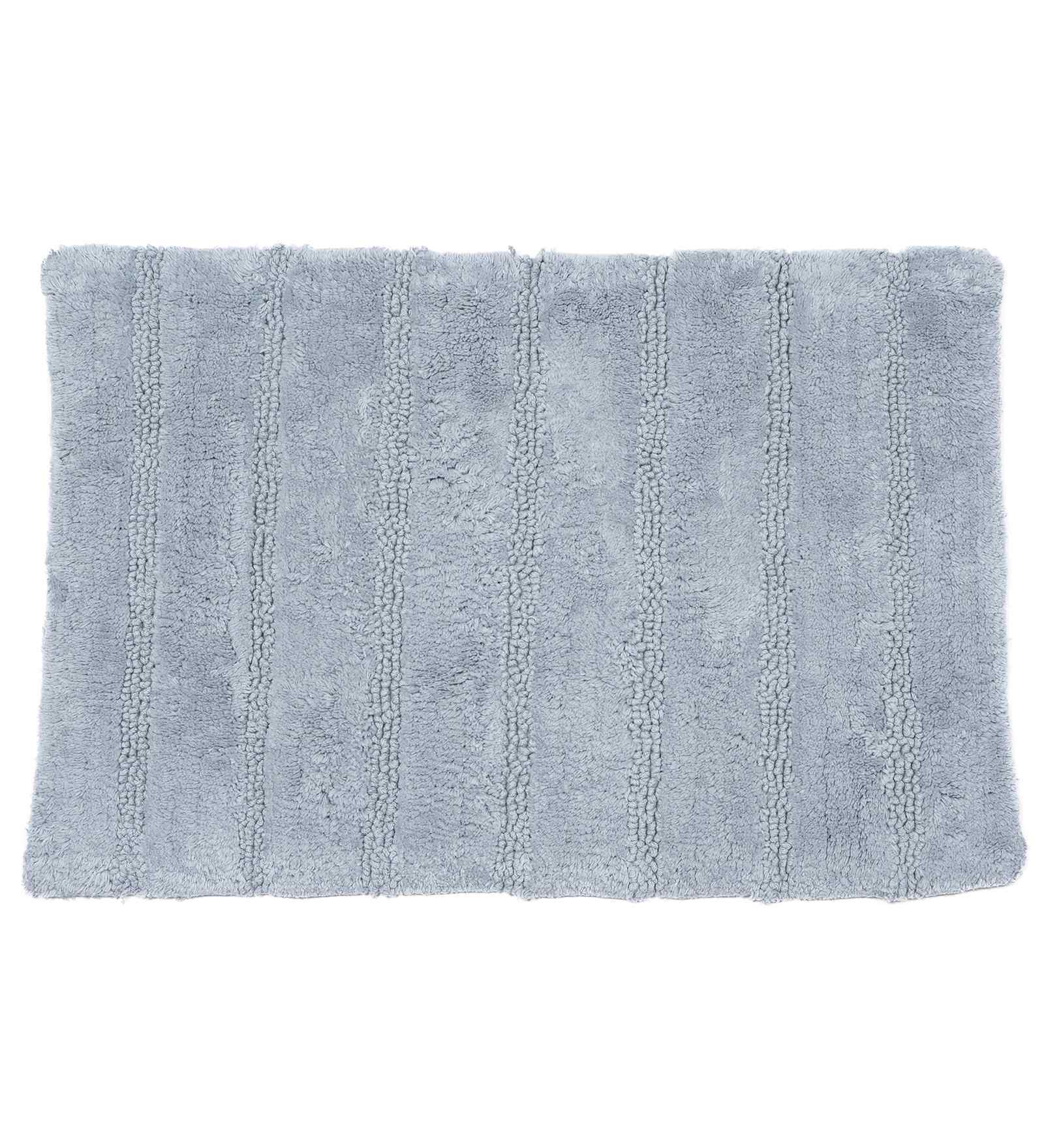 Grey Solid Cotton 16x24 Inches Anti Skid Bath Mat