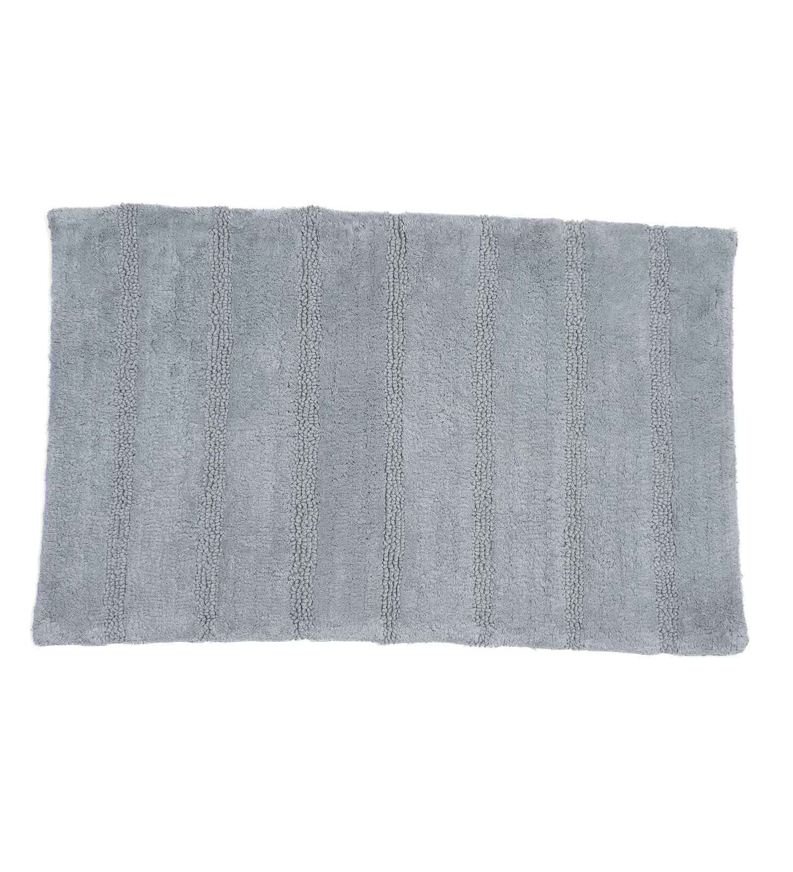 Grey Solid Cotton 20x31 Inches Anti Skid Bath Mat