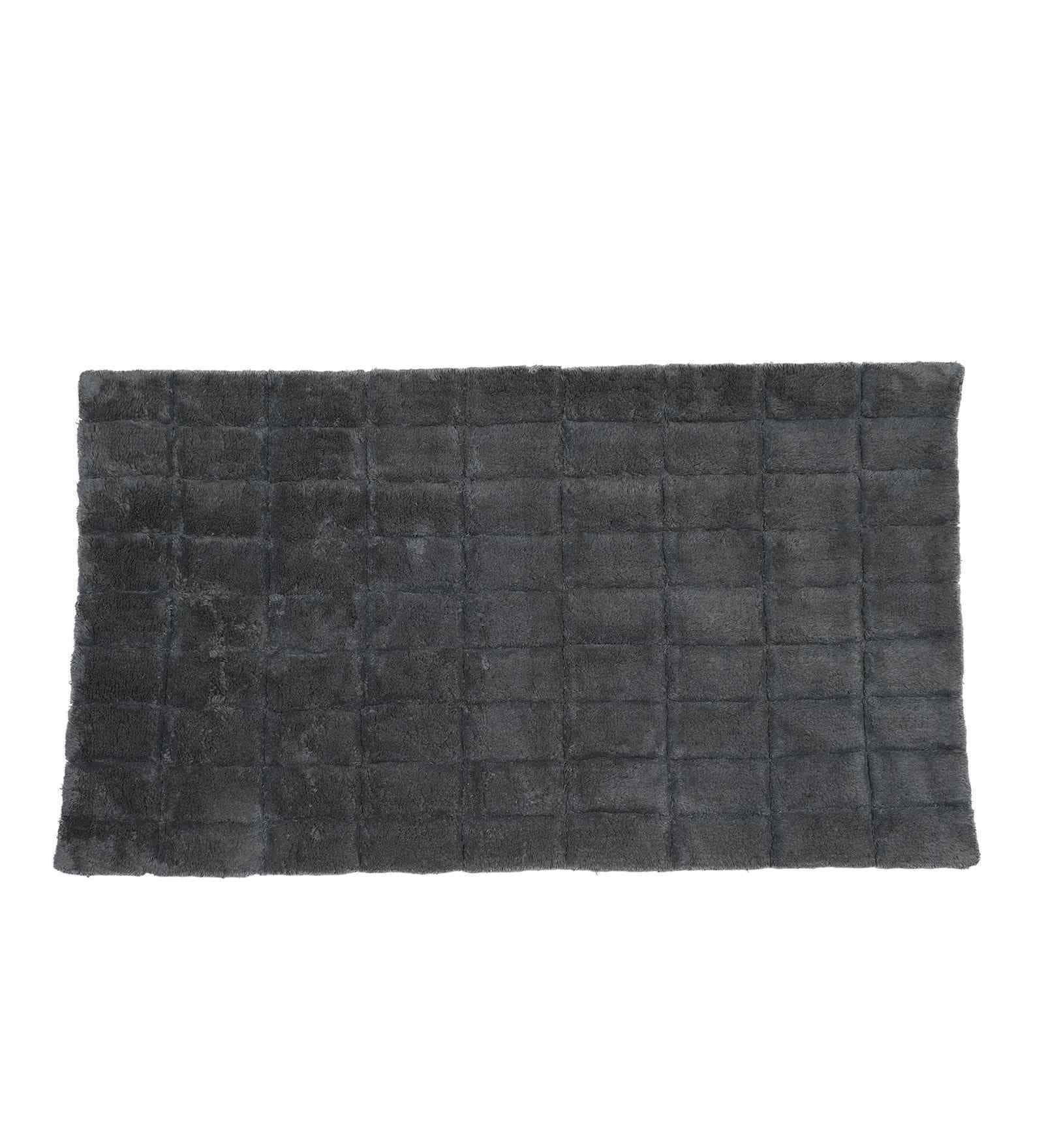 Grey Solid Cotton 28x47 Inches Anti Skid Bath Mat