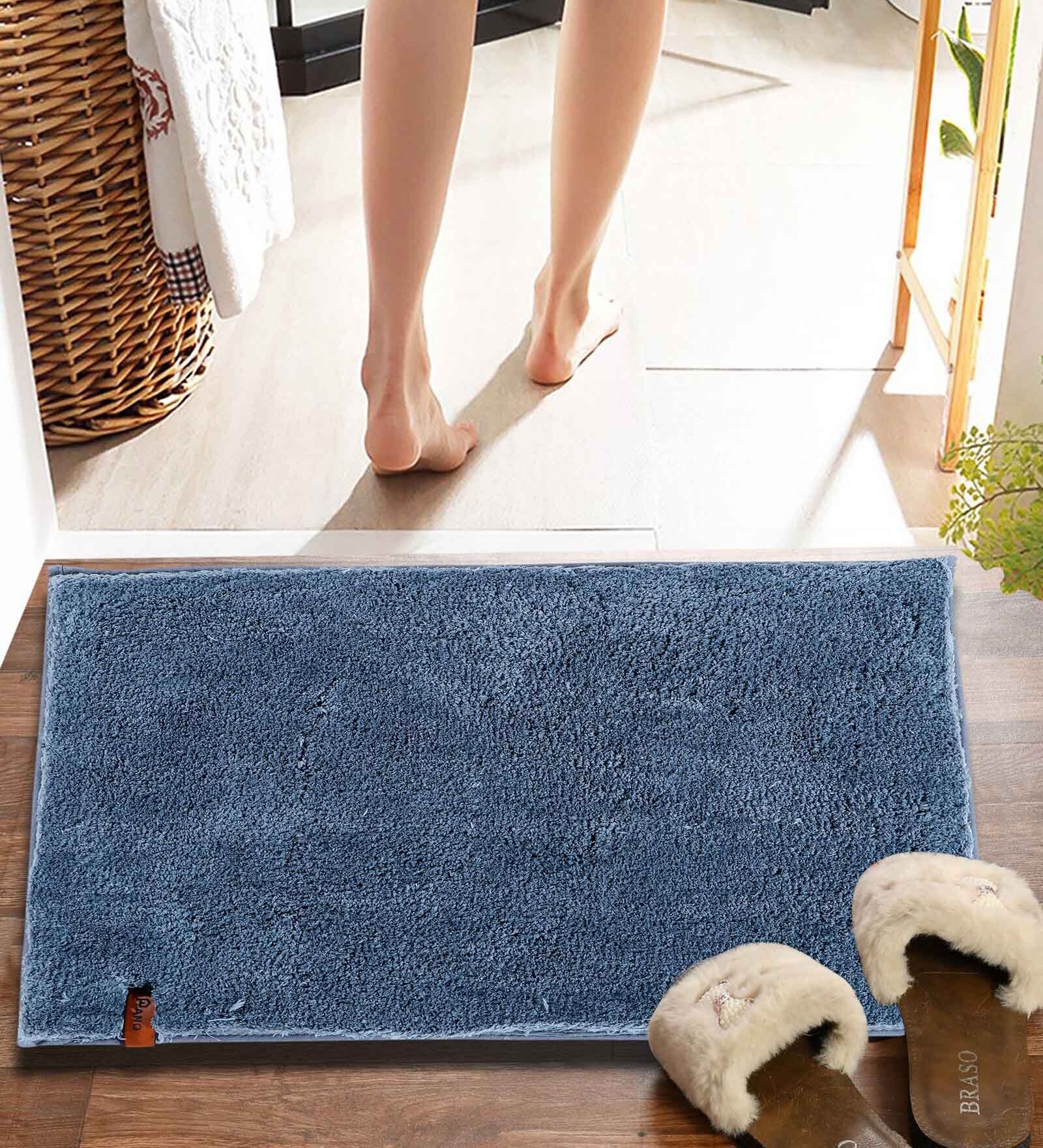 Grey Solid MicroFibre 14x10 Inches Antiskid Bath Mats