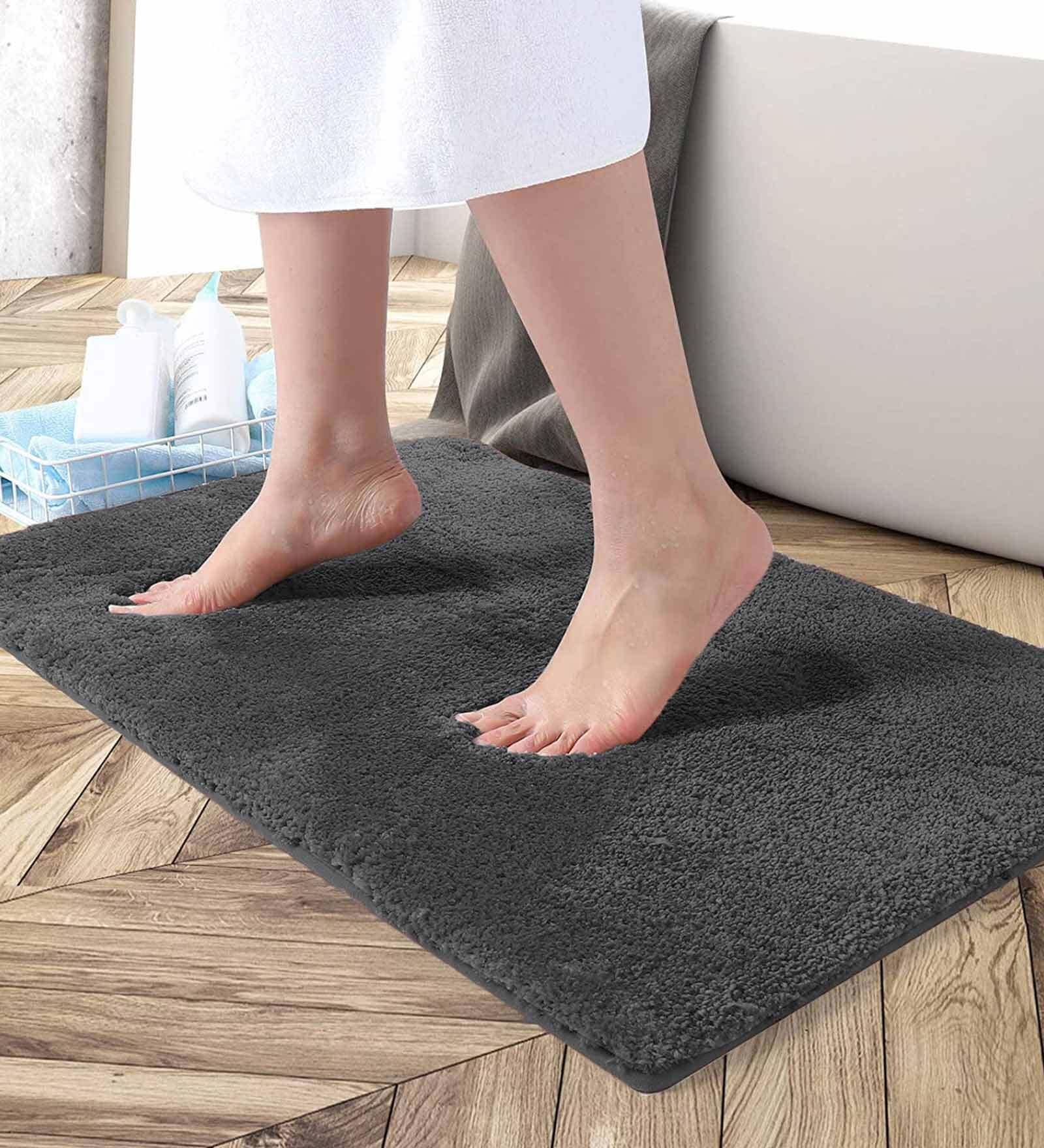 Grey Solid Microfibre 30x18 Inches AntiSkid Bath Mat