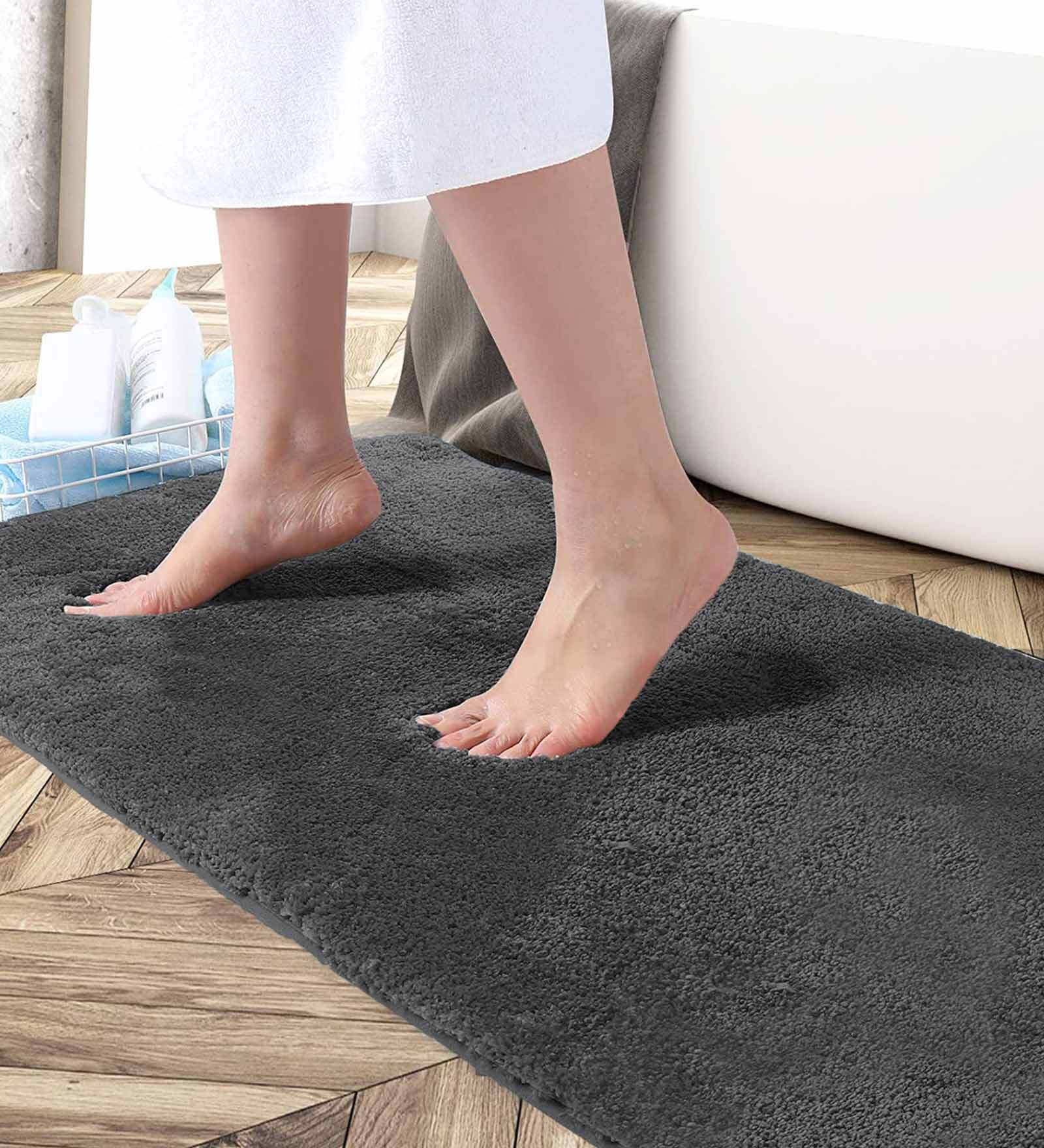 Grey Solid Microfibre 36x24 Inches AntiSkid Bath Mat